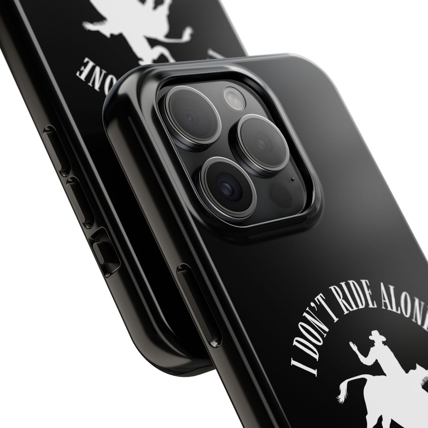 "I Don’t Ride Alone" Isaiah 41:10 Bull Rider Dual-Layer Glossy Phone Case – Christian Western Rodeo Design for iPhone & Samsung Galaxy