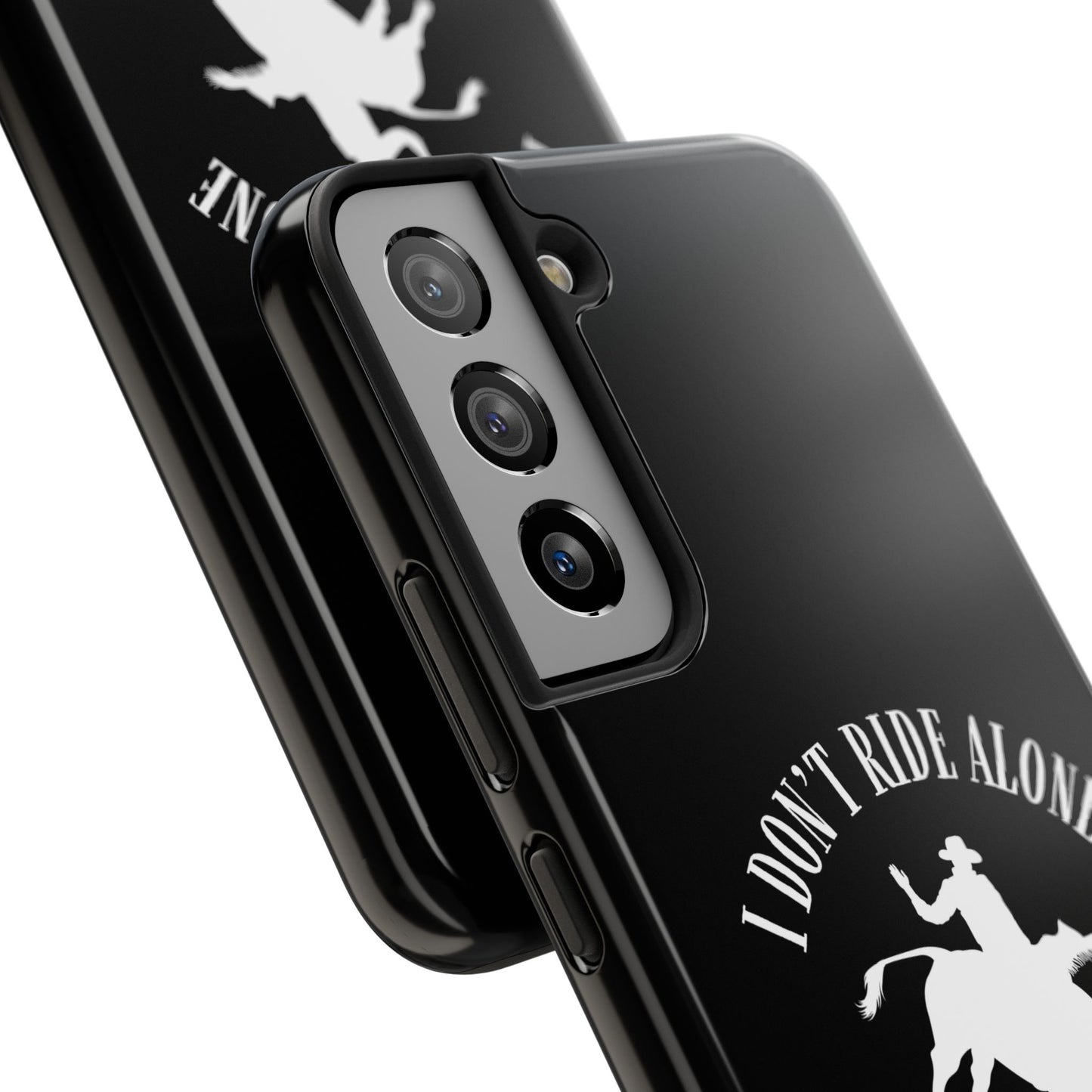 "I Don’t Ride Alone" Isaiah 41:10 Bull Rider Dual-Layer Glossy Phone Case – Christian Western Rodeo Design for iPhone & Samsung Galaxy