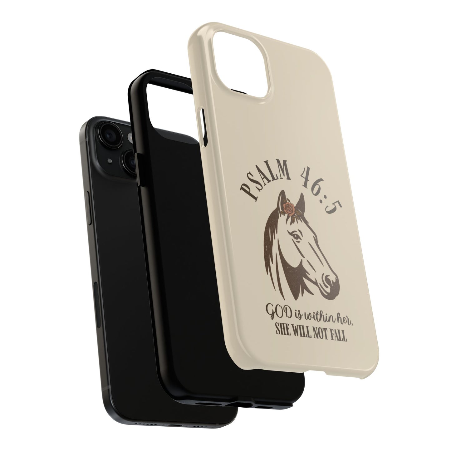 Psalm 46:5 Christian Dual-Layer Glossy Phone Case – Inspirational Bible Verse Protective Cover for iPhone & Samsung Galaxy