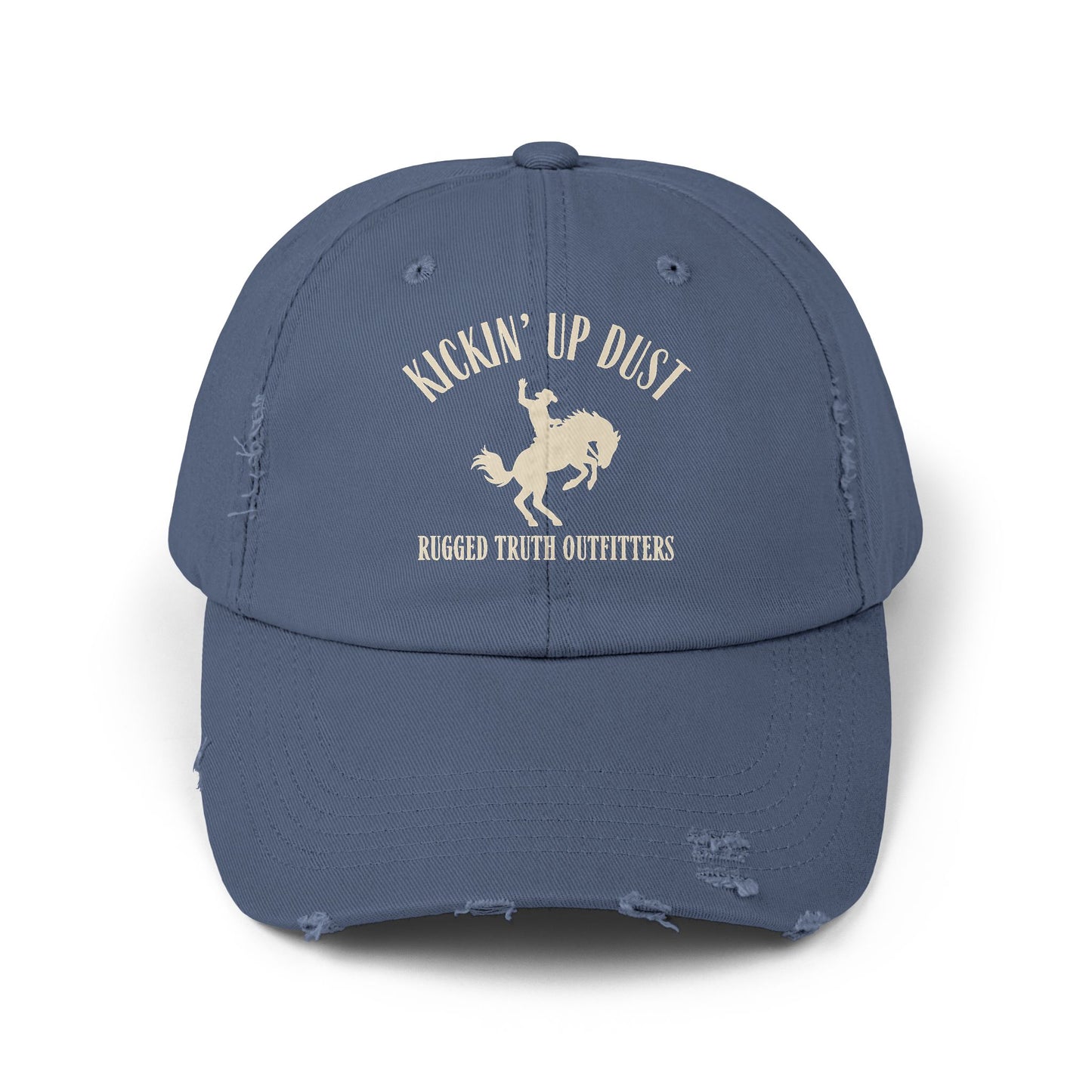 Kickin' Up Dust Bronc Rider Distressed Cap | Unisex Outdoor Hat for Adventure Lovers, Perfect Gift for Horse Enthusiasts, Casual Style, Western