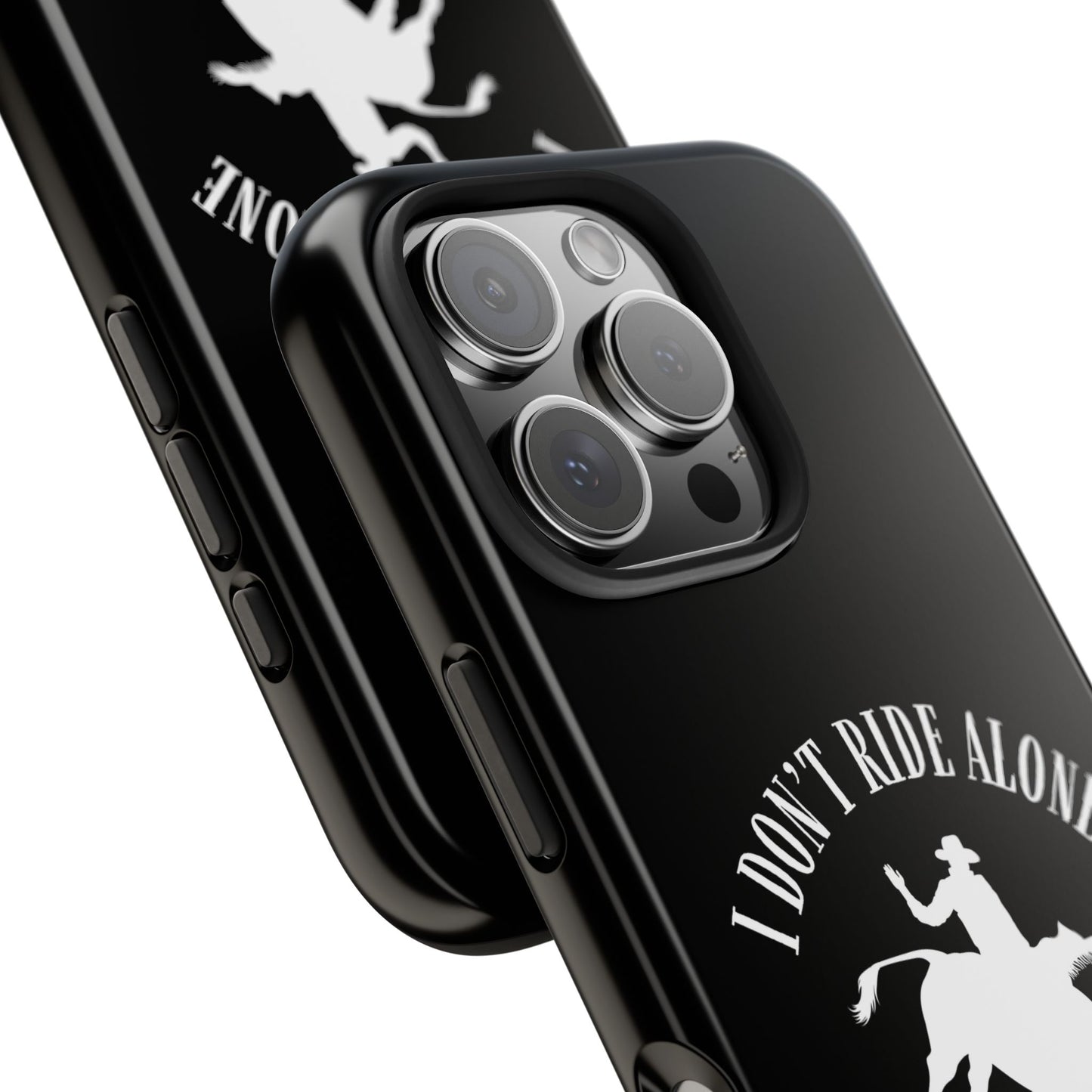 "I Don’t Ride Alone" Isaiah 41:10 Bull Rider Dual-Layer Glossy Phone Case – Christian Western Rodeo Design for iPhone & Samsung Galaxy
