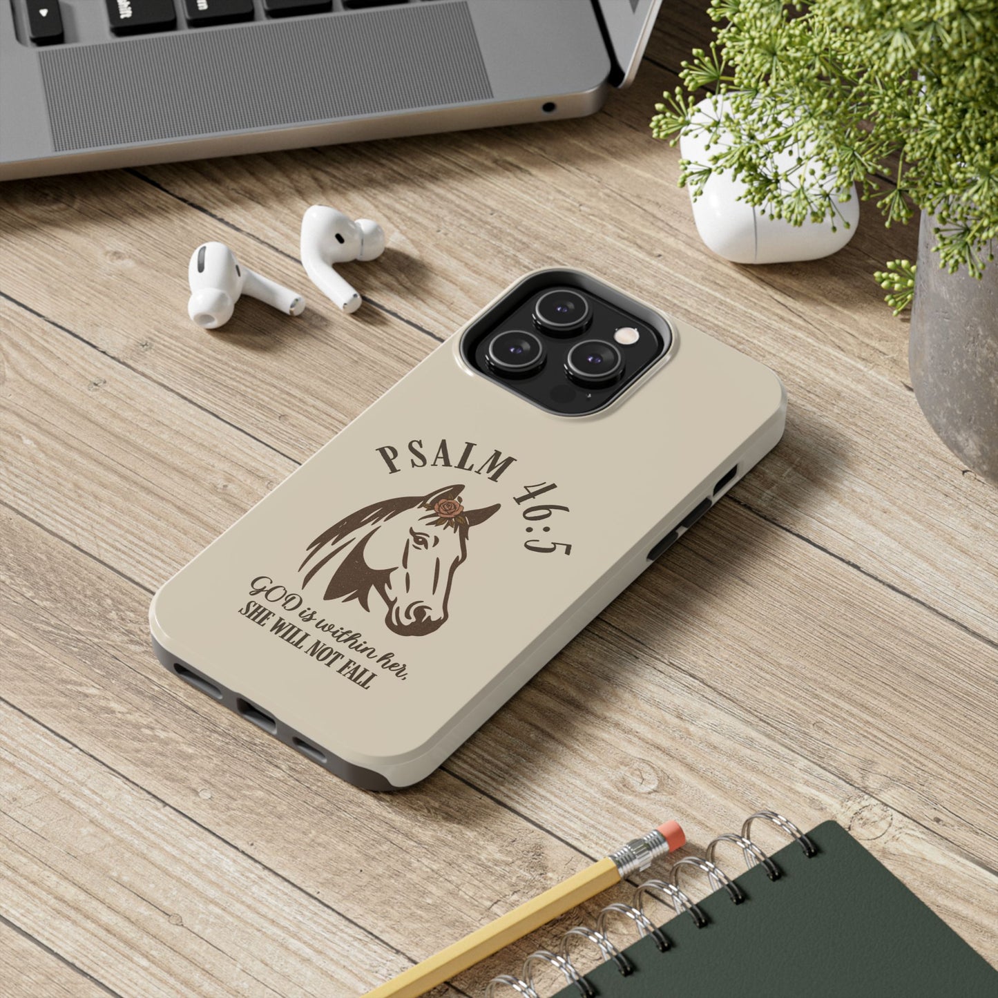 Psalm 46:5 Christian Dual-Layer Glossy Phone Case – Inspirational Bible Verse Protective Cover for iPhone & Samsung Galaxy