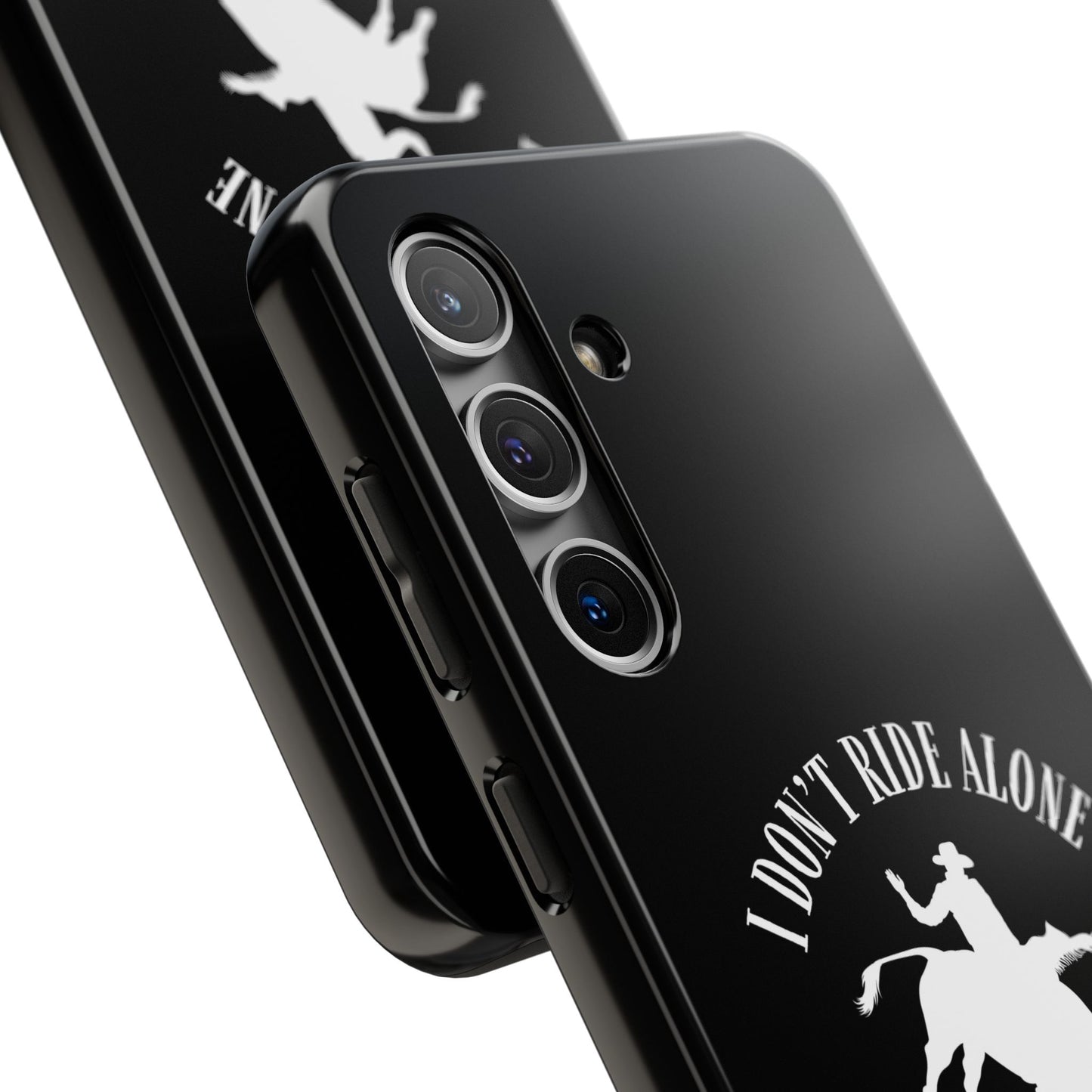 "I Don’t Ride Alone" Isaiah 41:10 Bull Rider Dual-Layer Glossy Phone Case – Christian Western Rodeo Design for iPhone & Samsung Galaxy