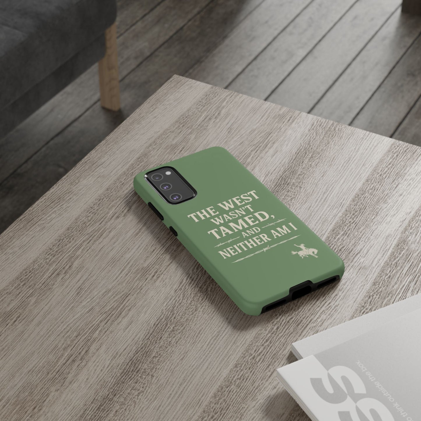 The West Wasn’t Tamed Dual Layer Phone Case – Western Cowboy Tough Protective Cover for iPhone, Samsung Galaxy & Google Pixel