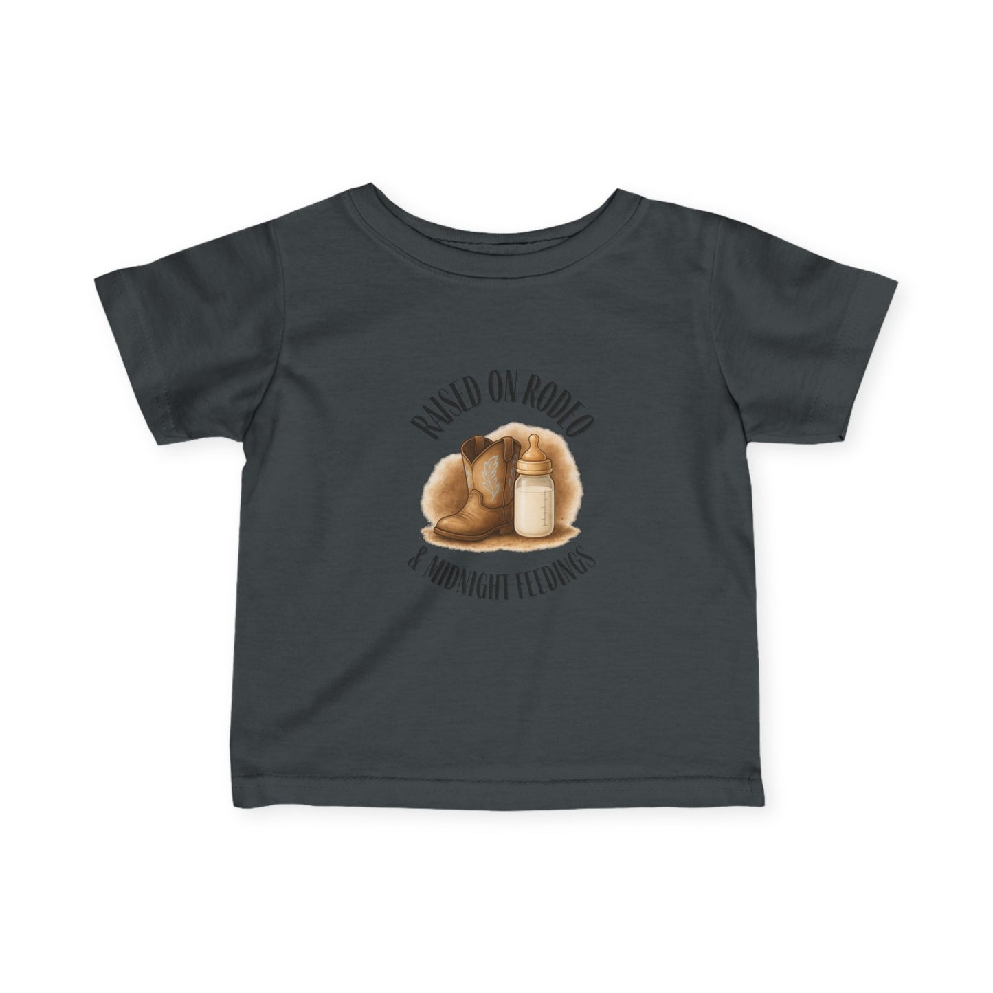 Raised on Rodeo & Midnight Feedings Boys’ Infant T-Shirt – Western Cowboy Baby Tee (6M–24M)