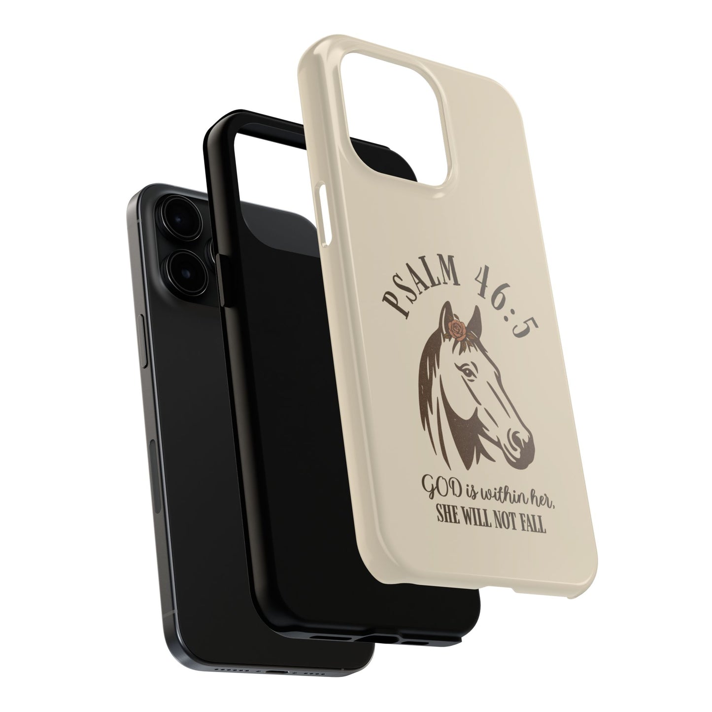 Psalm 46:5 Christian Dual-Layer Glossy Phone Case – Inspirational Bible Verse Protective Cover for iPhone & Samsung Galaxy