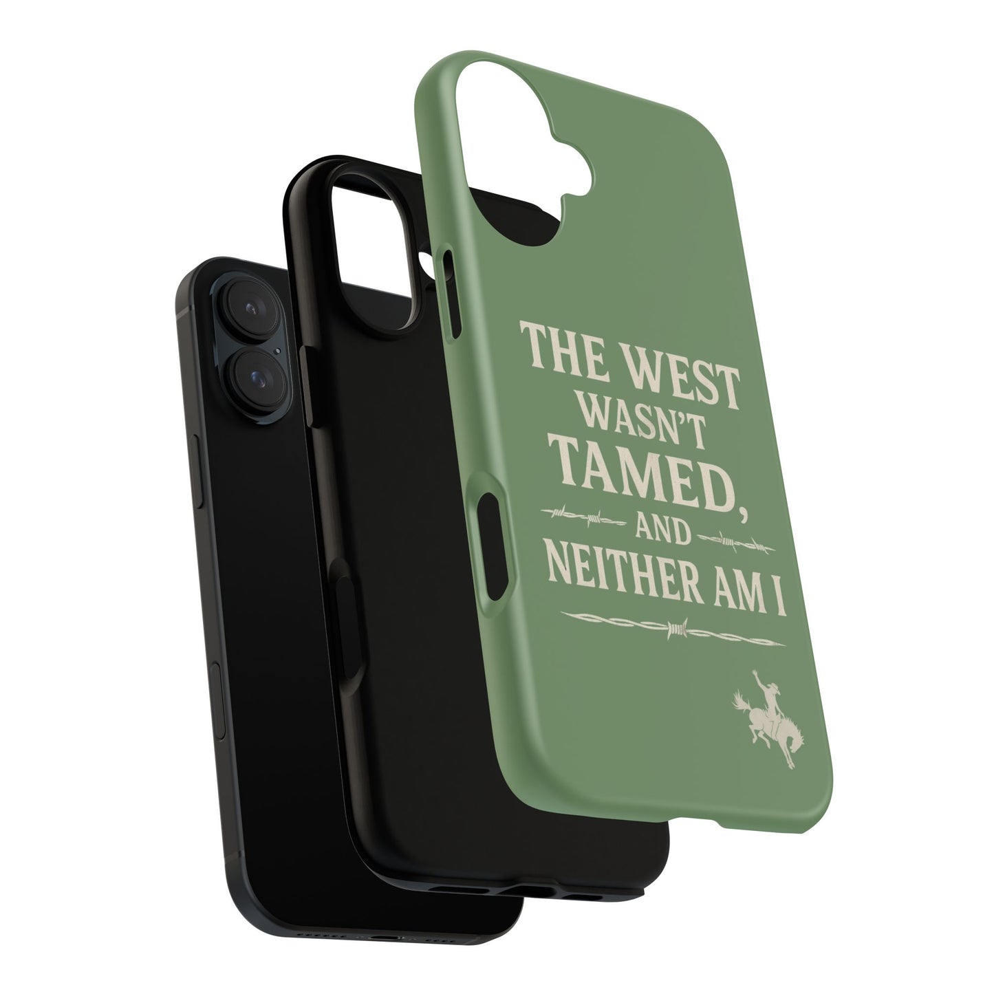 The West Wasn’t Tamed Dual Layer Phone Case – Western Cowboy Tough Protective Cover for iPhone, Samsung Galaxy & Google Pixel