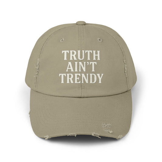 Truth Ain’t Trendy Distressed Ball Cap – Unisex Vintage Washed Adjustable Dad Hat-Gift