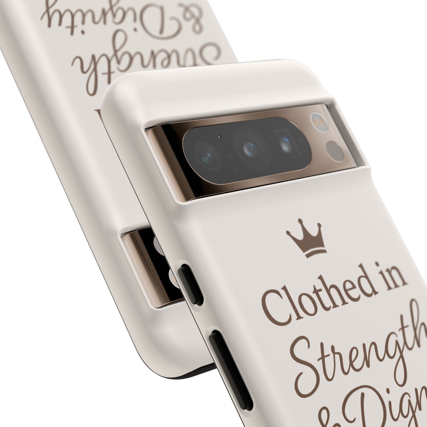 Proverbs 31:25 Personalized Name Phone Case – Strength & Dignity Scripture Cover for iPhone, Samsung Galaxy, and Google Pixel