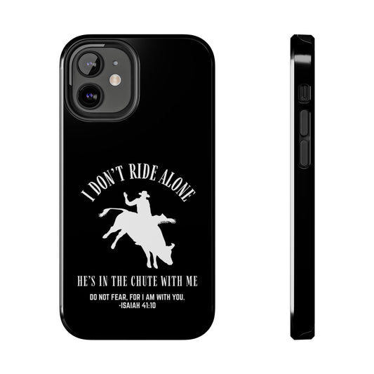 "I Don’t Ride Alone" Isaiah 41:10 Bull Rider Dual-Layer Glossy Phone Case – Christian Western Rodeo Design for iPhone & Samsung Galaxy