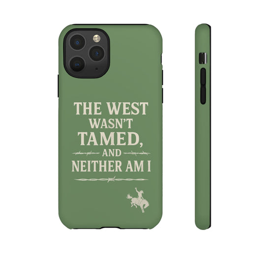The West Wasn’t Tamed Dual Layer Phone Case – Western Cowboy Tough Protective Cover for iPhone, Samsung Galaxy & Google Pixel