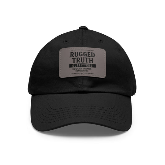 Rugged Truth Outfitters Logo Leather Patch Dad Hat – Adjustable Baseball Cap for Men & Women