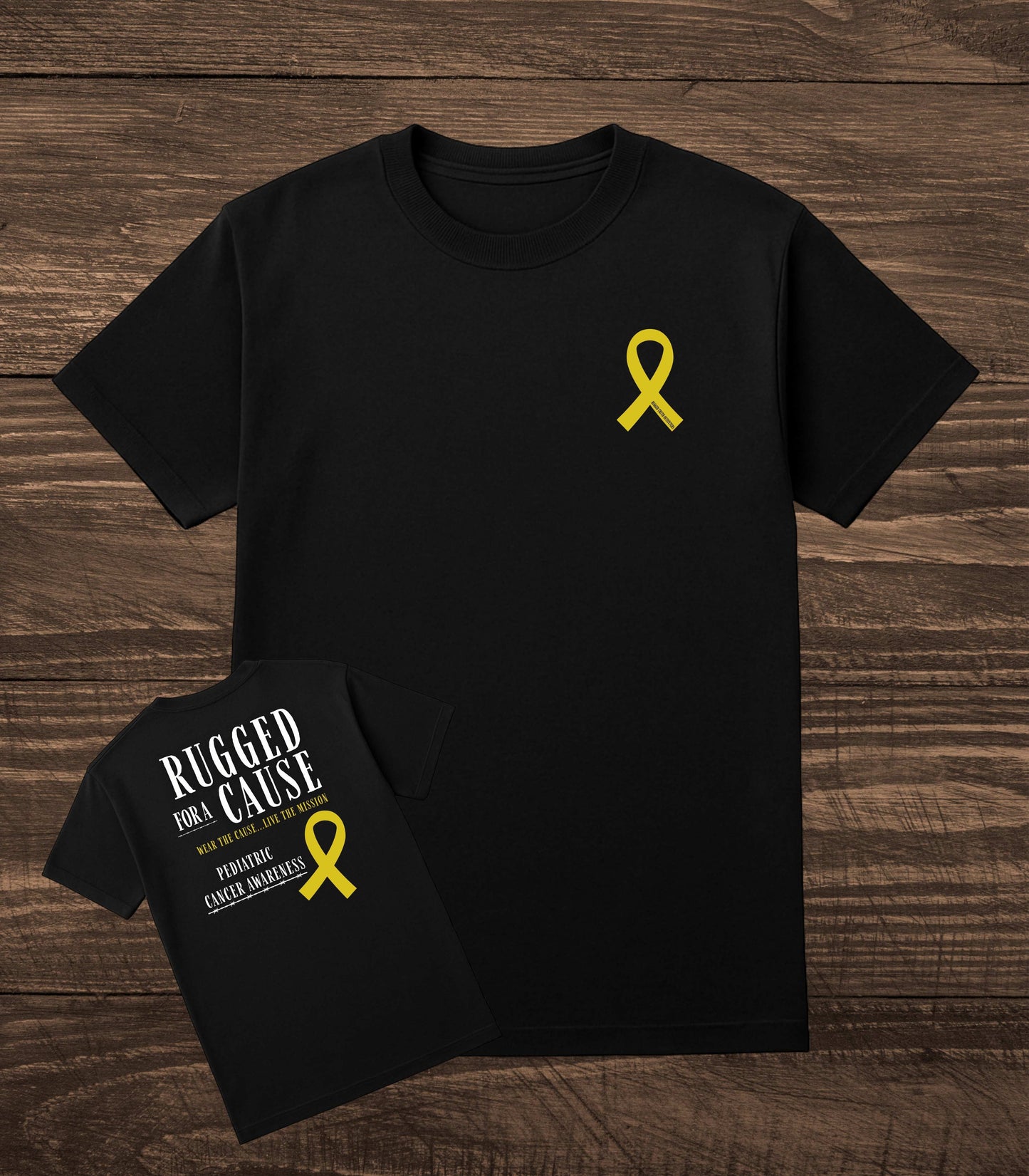 Rugged for a Cause | Pediatric Cancer Awareness T-Shirt | Gold Ribbon Support Tee by Rugged Truth Outfitters
