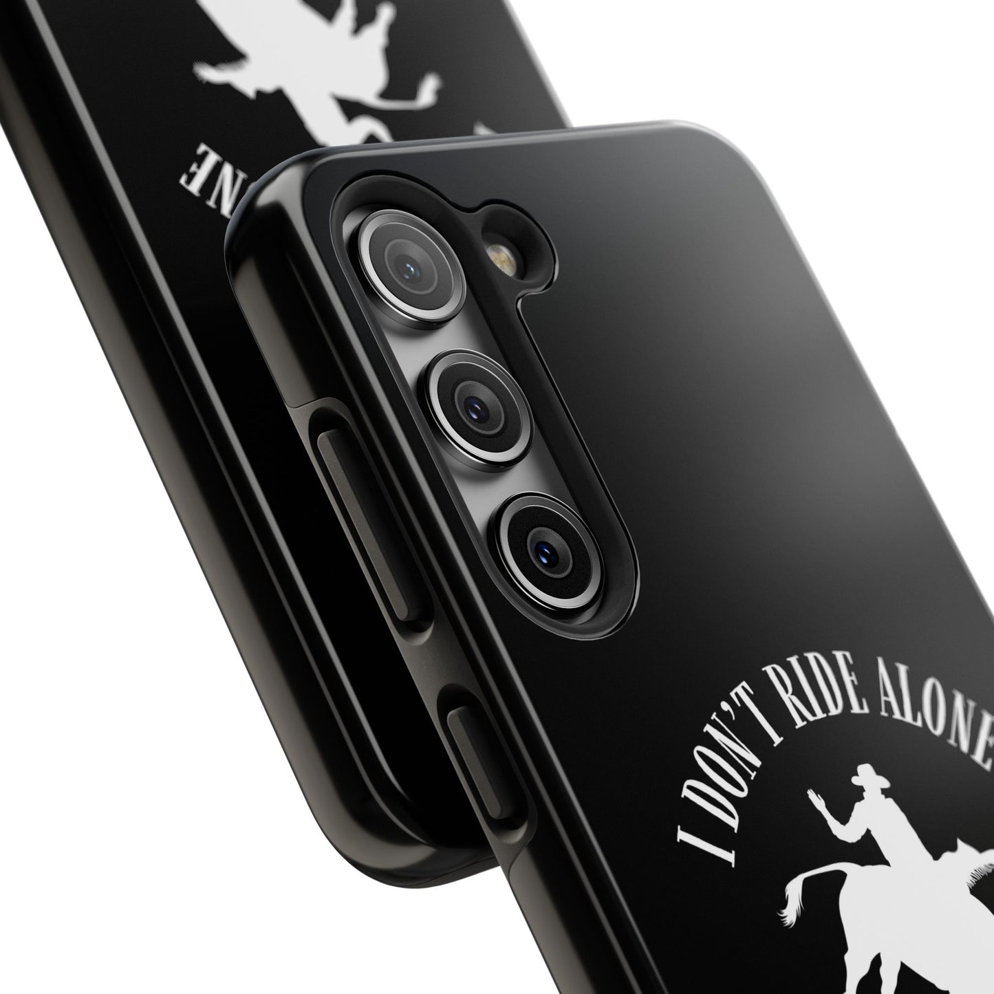 "I Don’t Ride Alone" Isaiah 41:10 Bull Rider Dual-Layer Glossy Phone Case – Christian Western Rodeo Design for iPhone & Samsung Galaxy