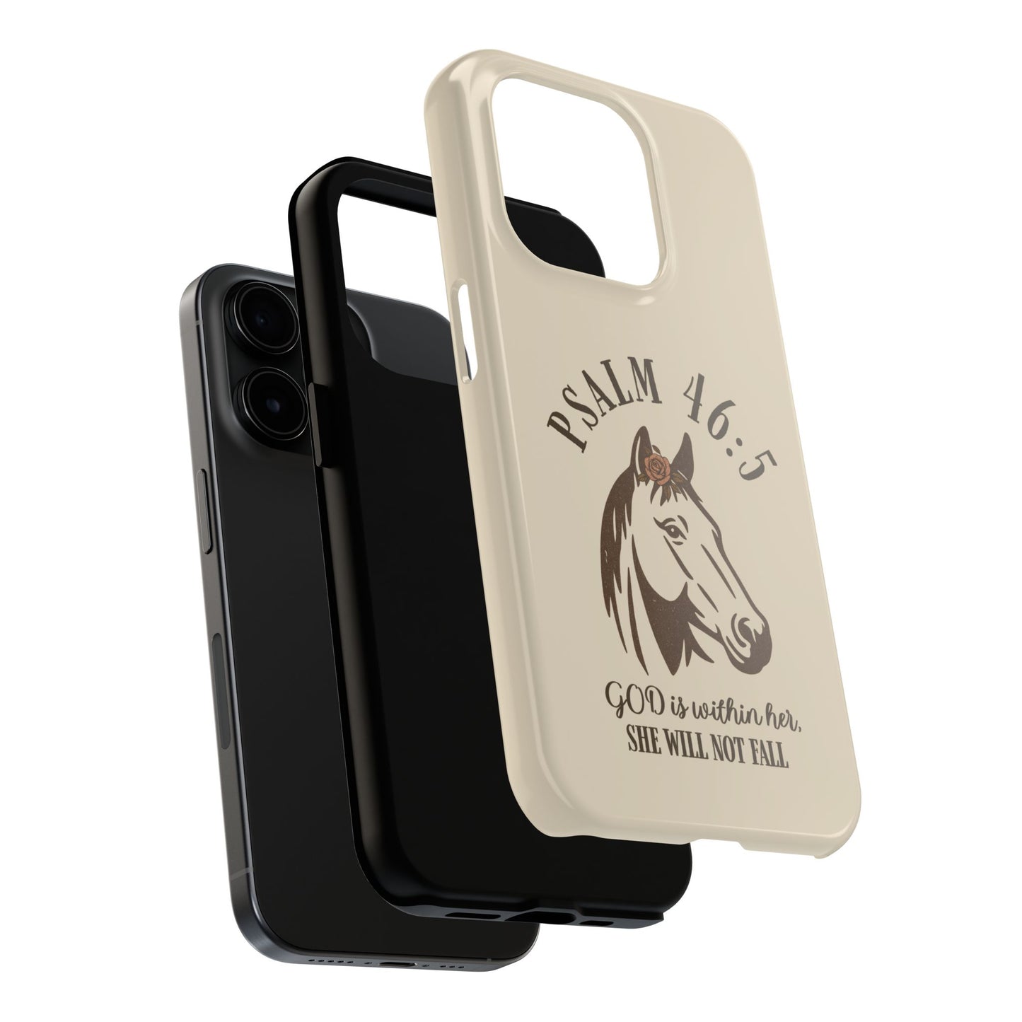 Psalm 46:5 Christian Dual-Layer Glossy Phone Case – Inspirational Bible Verse Protective Cover for iPhone & Samsung Galaxy