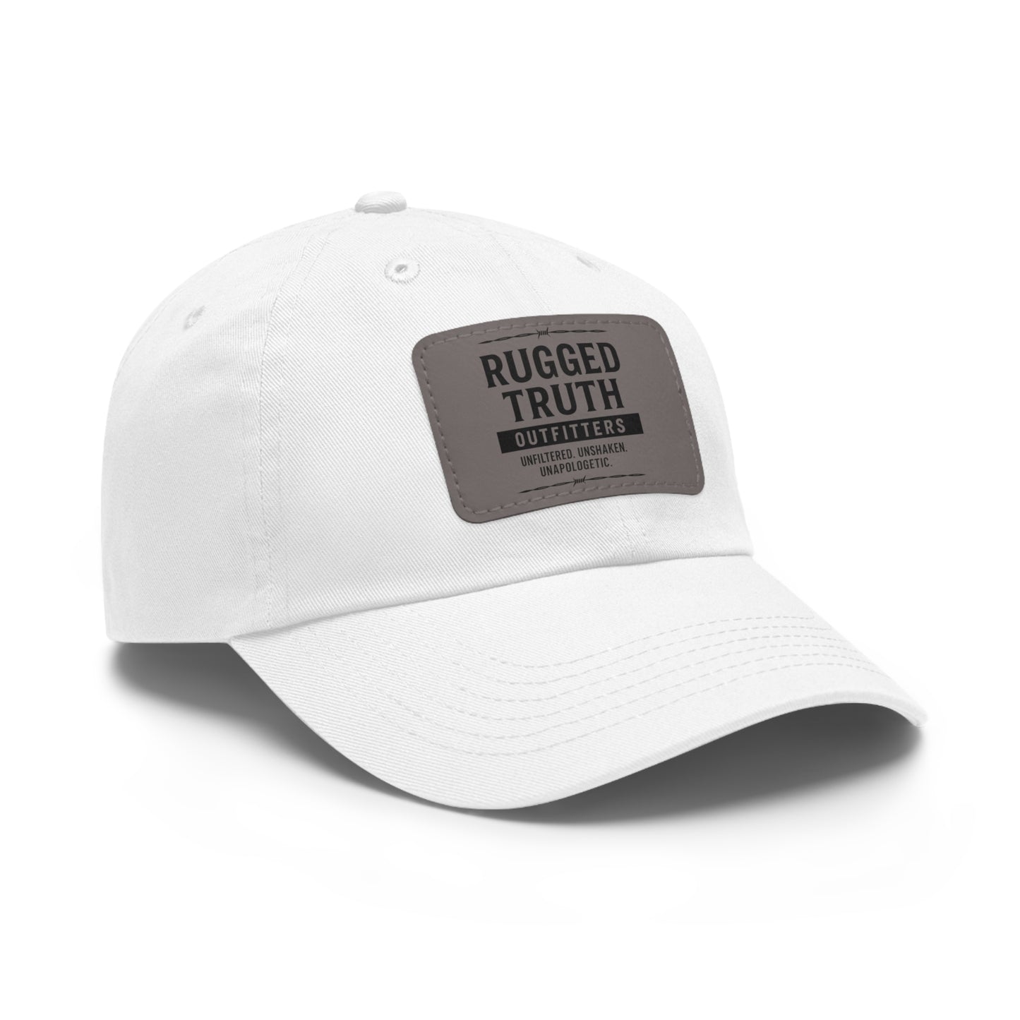 Rugged Truth Outfitters Logo Leather Patch Dad Hat – Adjustable Baseball Cap for Men & Women