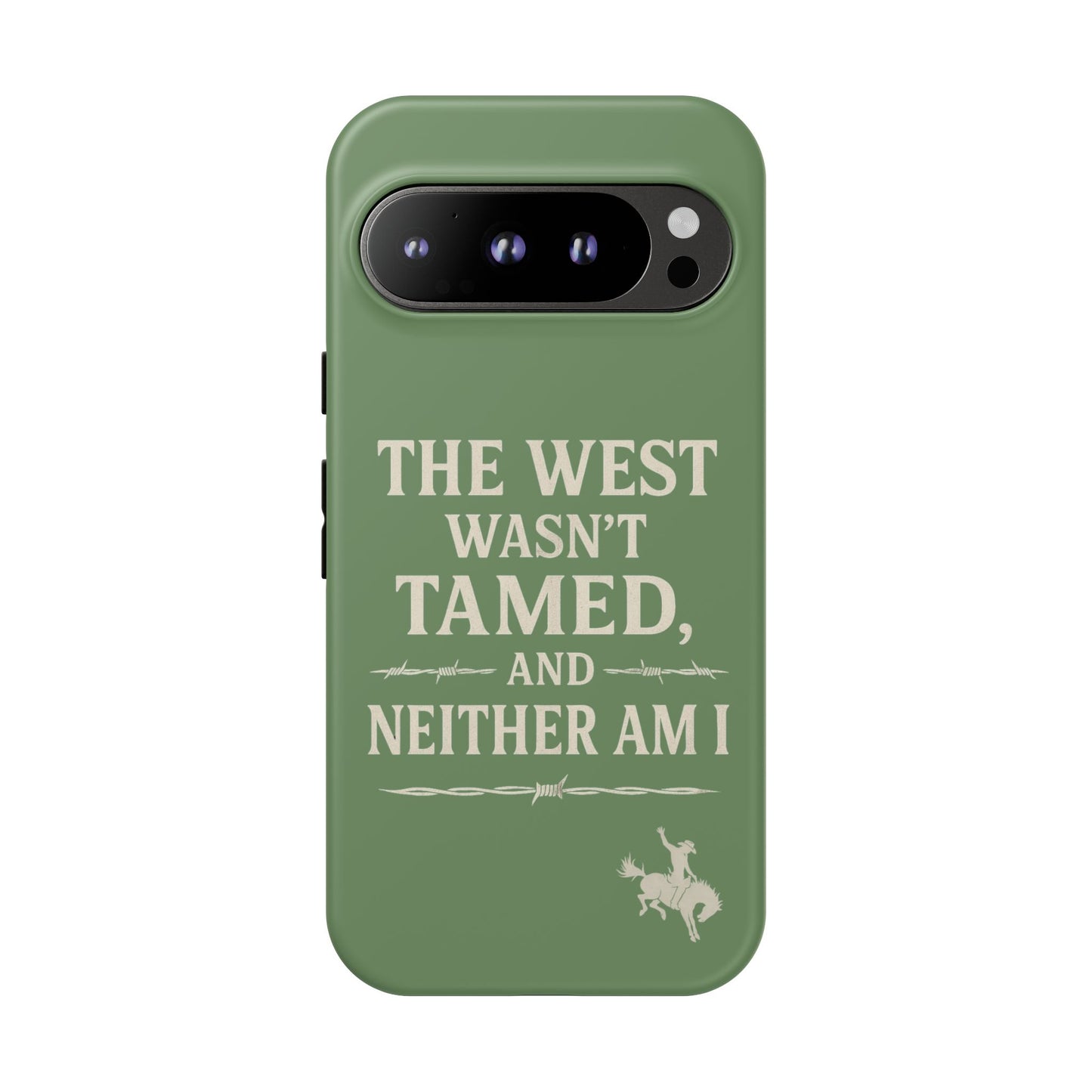 The West Wasn’t Tamed Dual Layer Phone Case – Western Cowboy Tough Protective Cover for iPhone, Samsung Galaxy & Google Pixel