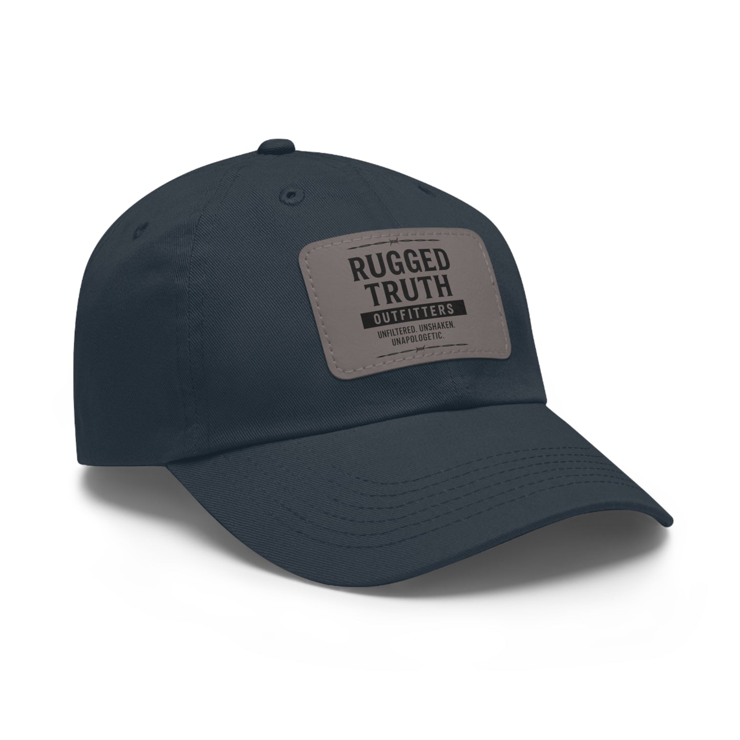 Rugged Truth Outfitters Logo Leather Patch Dad Hat – Adjustable Baseball Cap for Men & Women