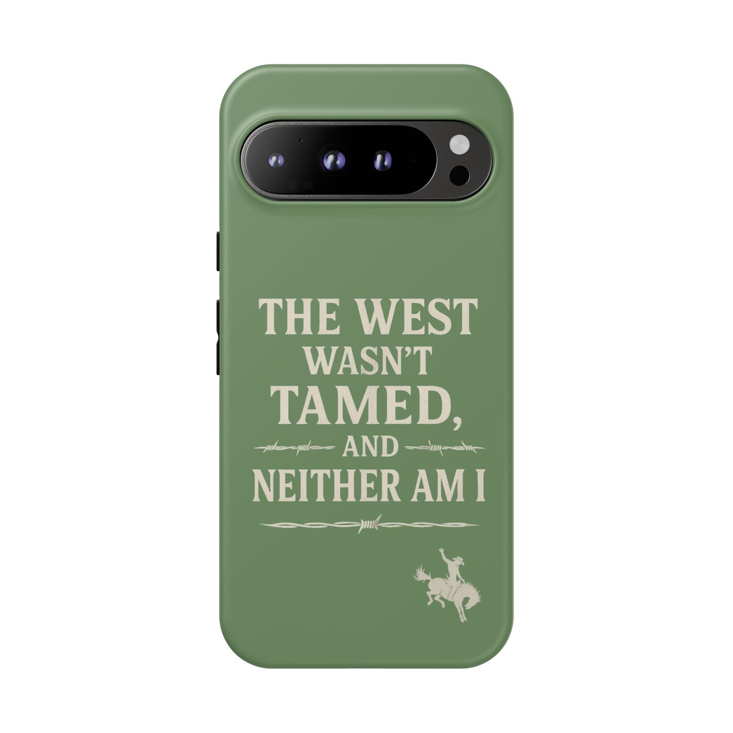 The West Wasn’t Tamed Dual Layer Phone Case – Western Cowboy Tough Protective Cover for iPhone, Samsung Galaxy & Google Pixel