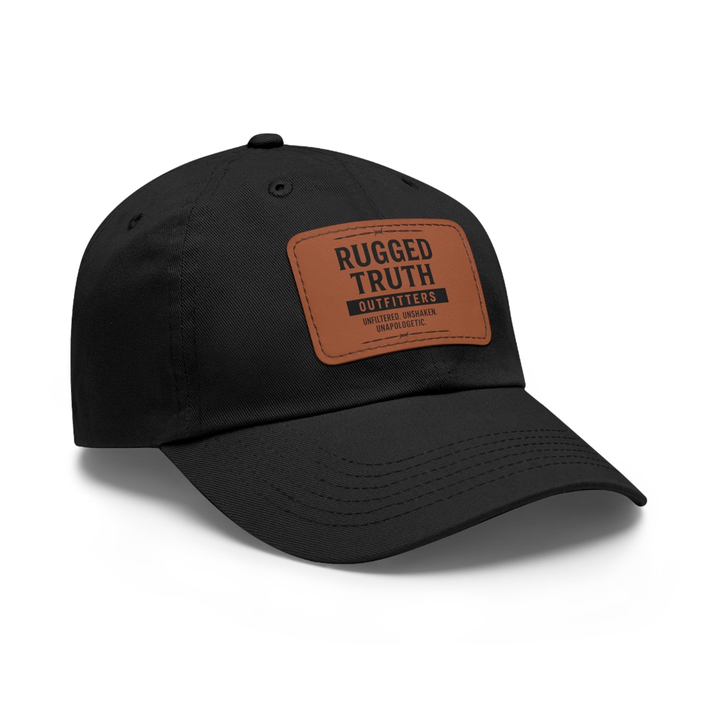 Rugged Truth Outfitters Logo Leather Patch Dad Hat – Adjustable Baseball Cap for Men & Women