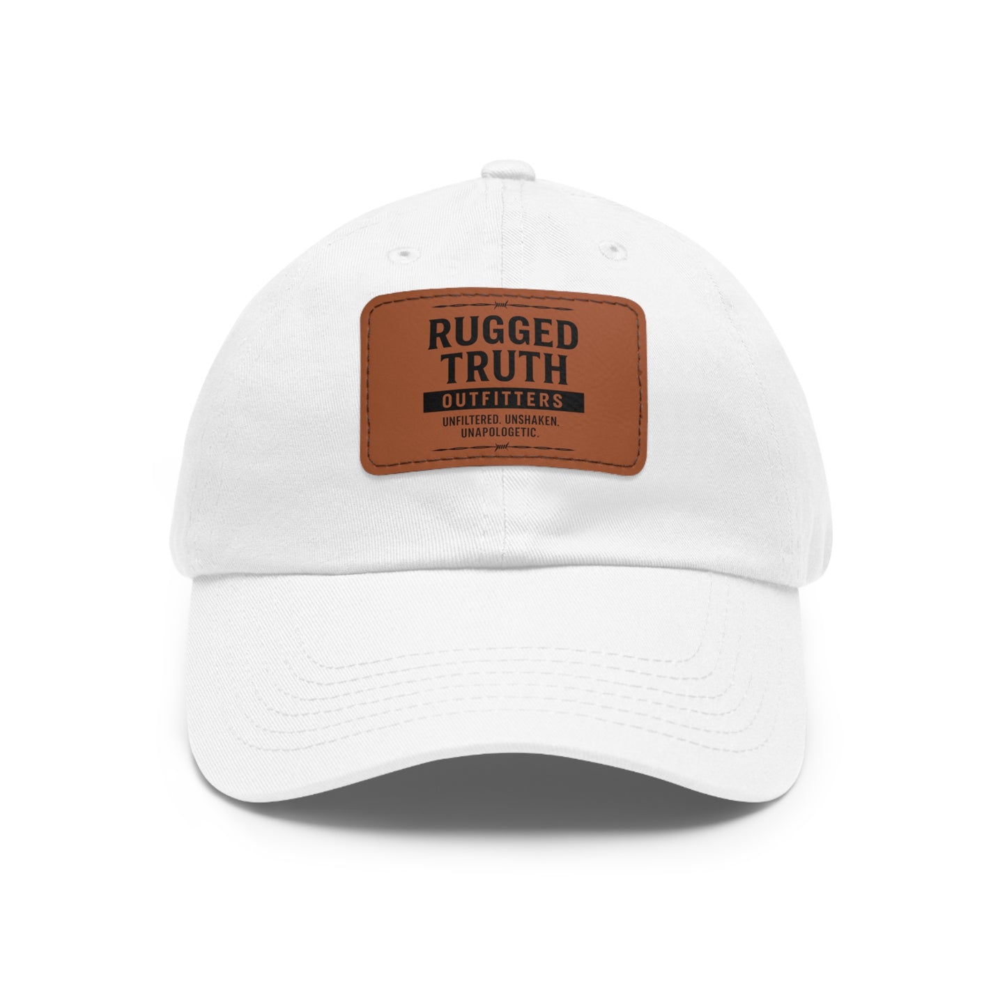 Rugged Truth Outfitters Logo Leather Patch Dad Hat – Adjustable Baseball Cap for Men & Women