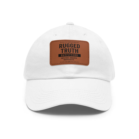 Rugged Truth Outfitters Logo Leather Patch Dad Hat – Adjustable Baseball Cap for Men & Women