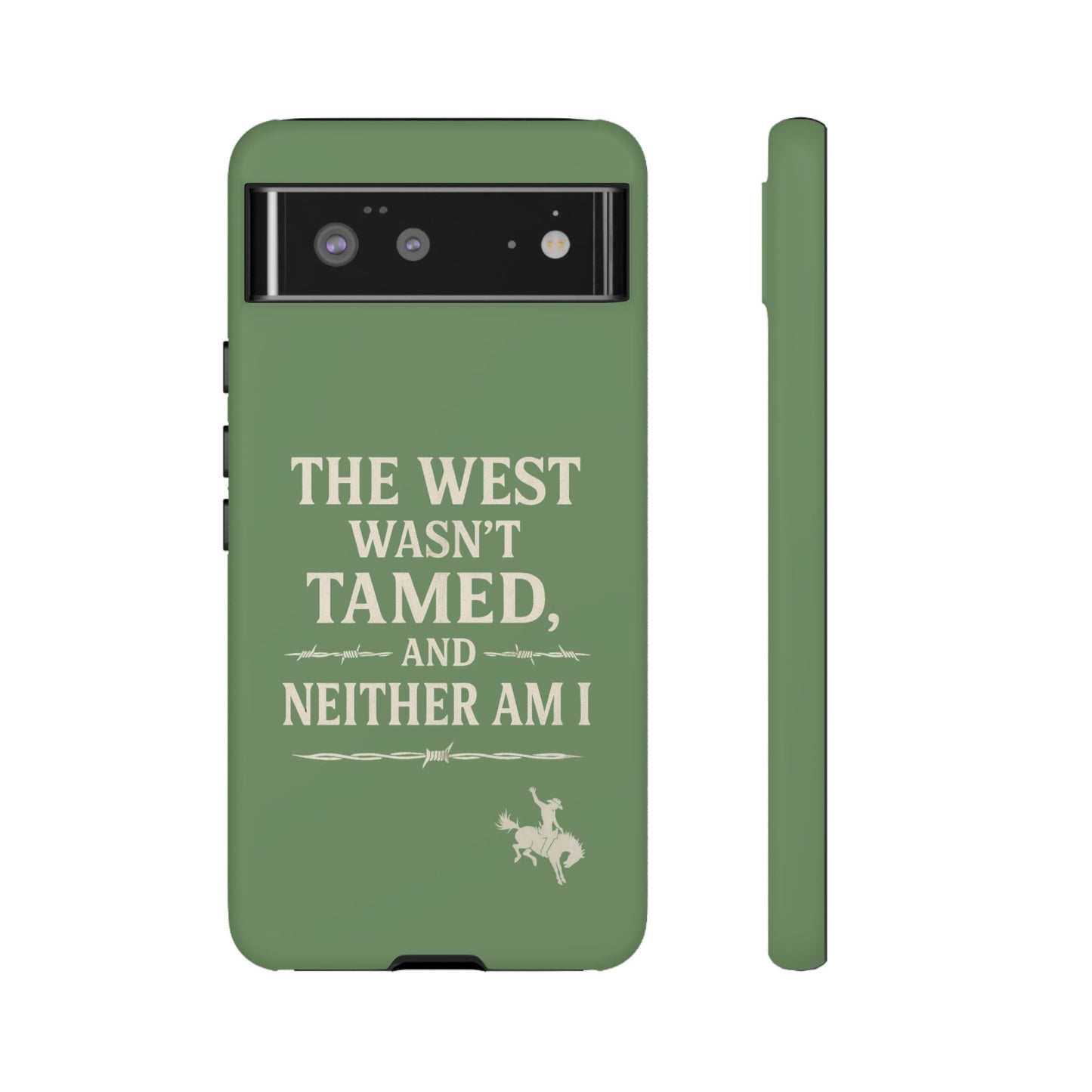 The West Wasn’t Tamed Dual Layer Phone Case – Western Cowboy Tough Protective Cover for iPhone, Samsung Galaxy & Google Pixel