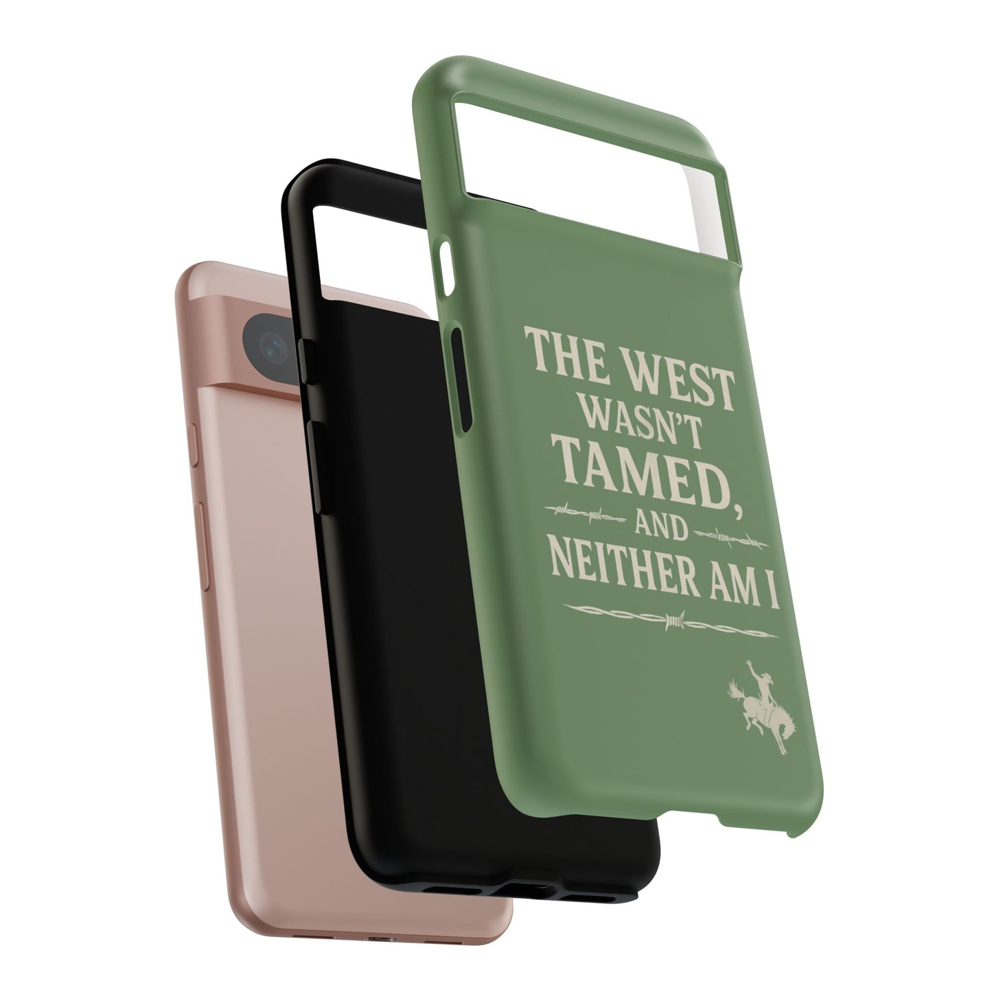 The West Wasn’t Tamed Dual Layer Phone Case – Western Cowboy Tough Protective Cover for iPhone, Samsung Galaxy & Google Pixel