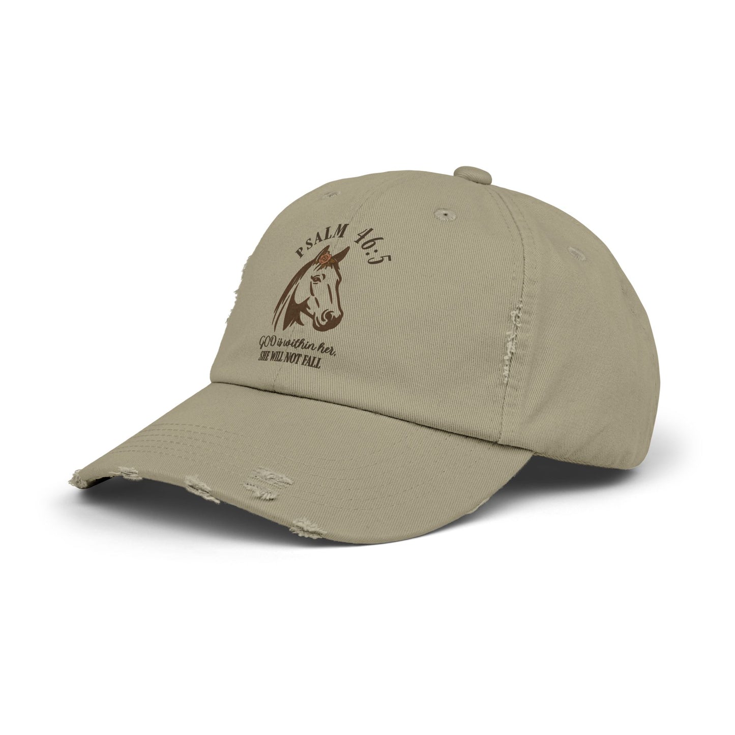 Ladies Psalm 46:5 Distressed Ball Cap – Christian Women’s Vintage Adjustable Baseball Hat with Scripture Verse – Faith-Based Religious Gift