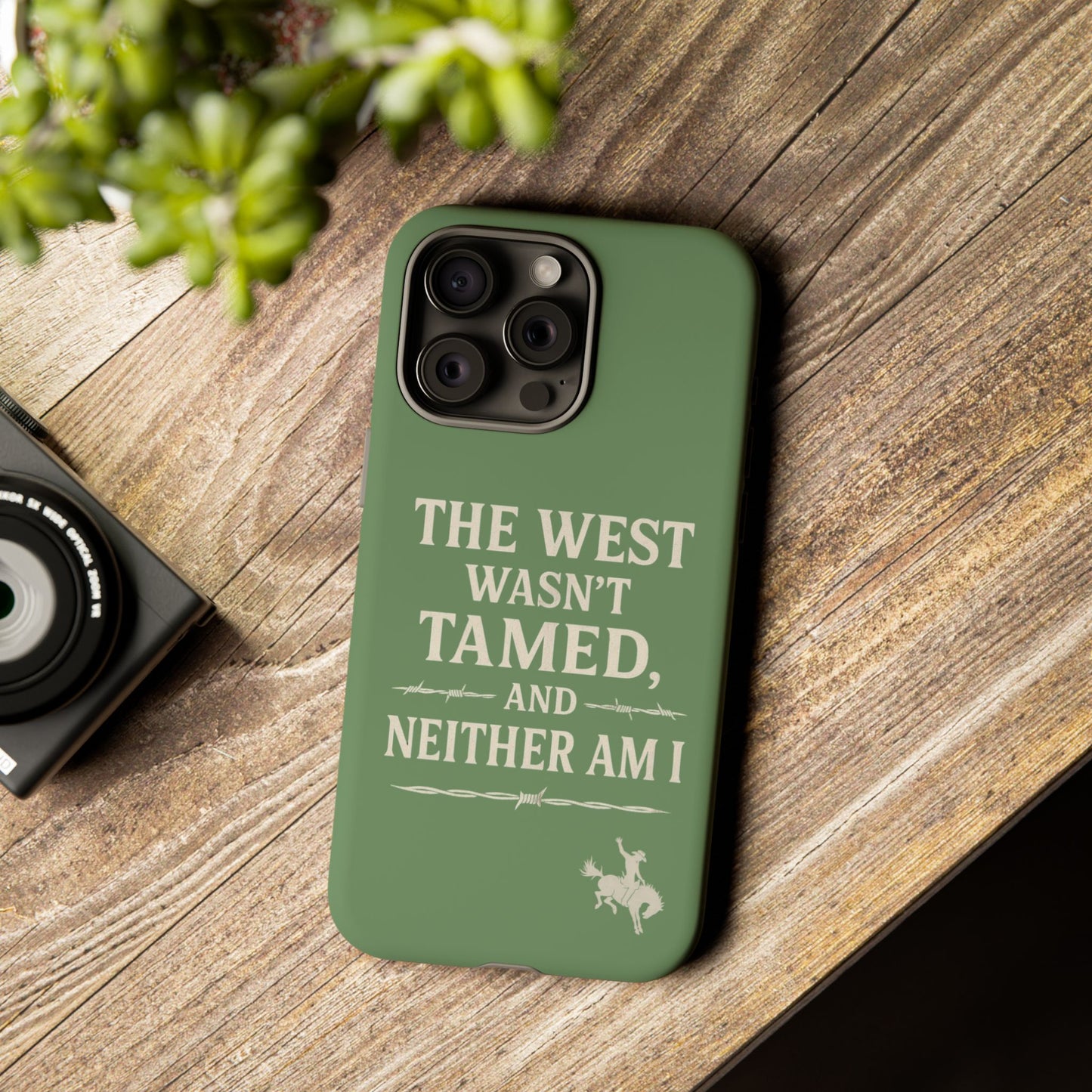 The West Wasn’t Tamed Dual Layer Phone Case – Western Cowboy Tough Protective Cover for iPhone, Samsung Galaxy & Google Pixel