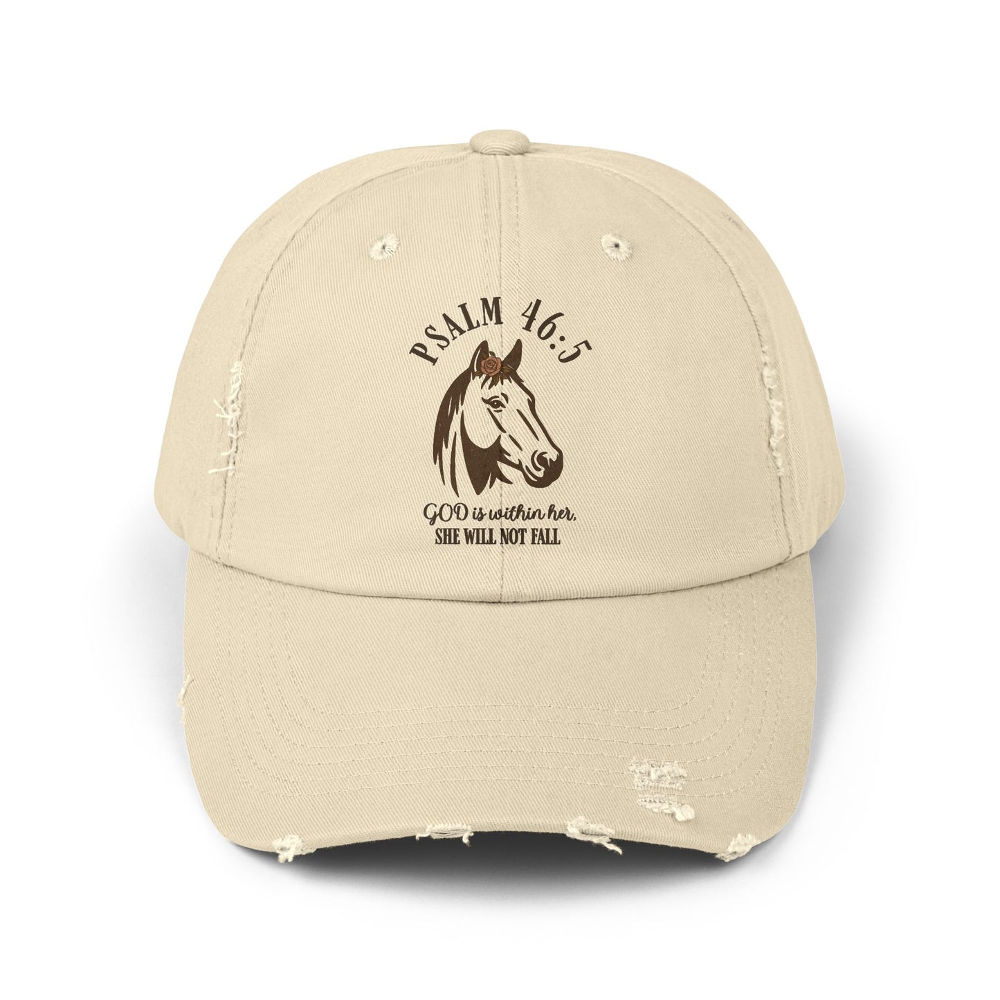 Ladies Psalm 46:5 Distressed Ball Cap – Christian Women’s Vintage Adjustable Baseball Hat with Scripture Verse – Faith-Based Religious Gift