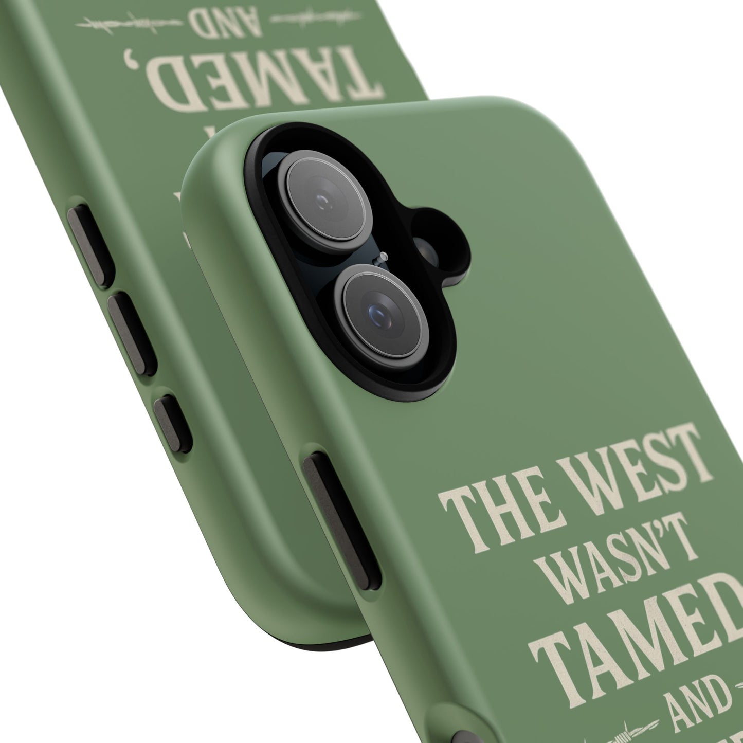 The West Wasn’t Tamed Dual Layer Phone Case – Western Cowboy Tough Protective Cover for iPhone, Samsung Galaxy & Google Pixel