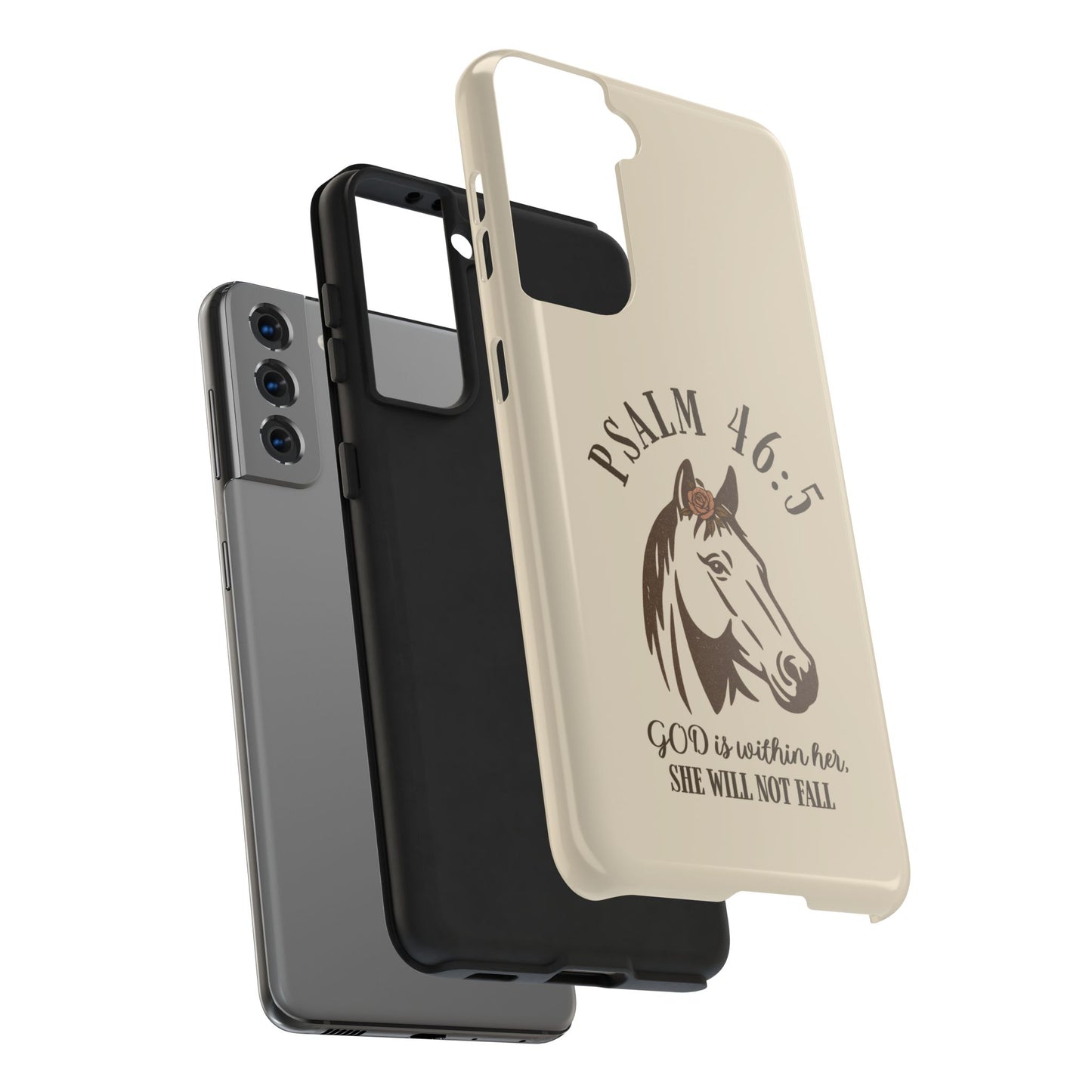 Psalm 46:5 Christian Dual-Layer Glossy Phone Case – Inspirational Bible Verse Protective Cover for iPhone & Samsung Galaxy