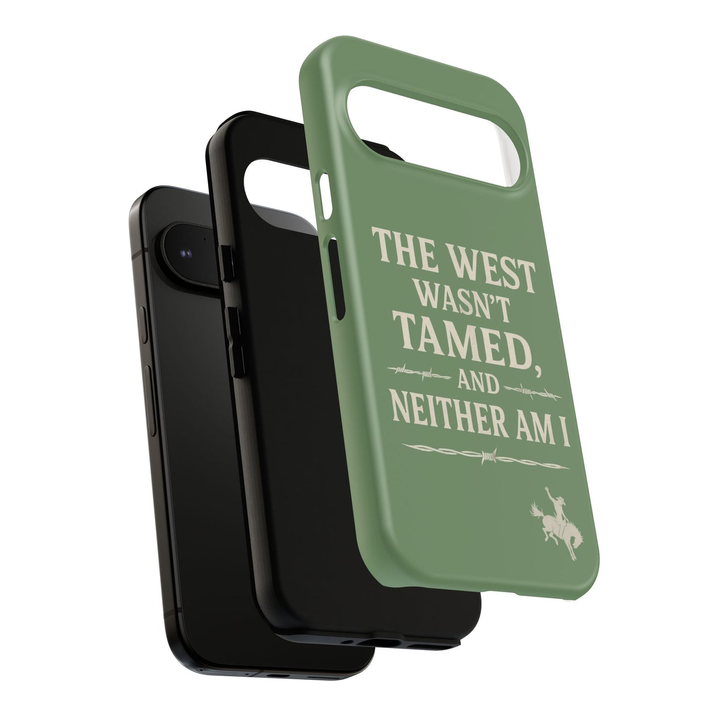 The West Wasn’t Tamed Dual Layer Phone Case – Western Cowboy Tough Protective Cover for iPhone, Samsung Galaxy & Google Pixel