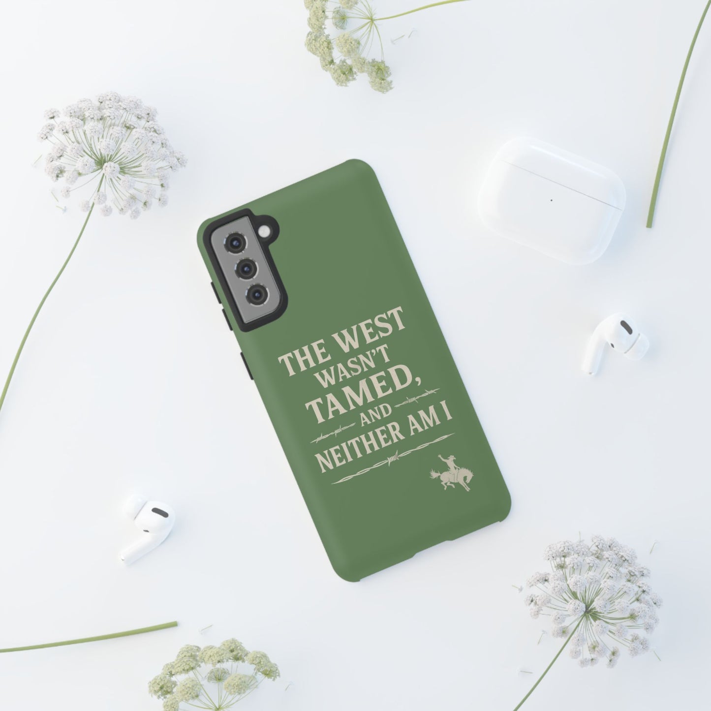 The West Wasn’t Tamed Dual Layer Phone Case – Western Cowboy Tough Protective Cover for iPhone, Samsung Galaxy & Google Pixel