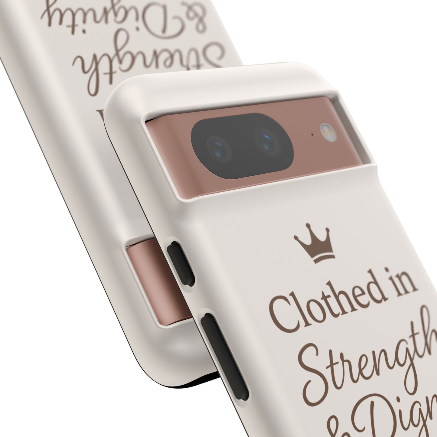 Proverbs 31:25 Personalized Name Phone Case – Strength & Dignity Scripture Cover for iPhone, Samsung Galaxy, and Google Pixel