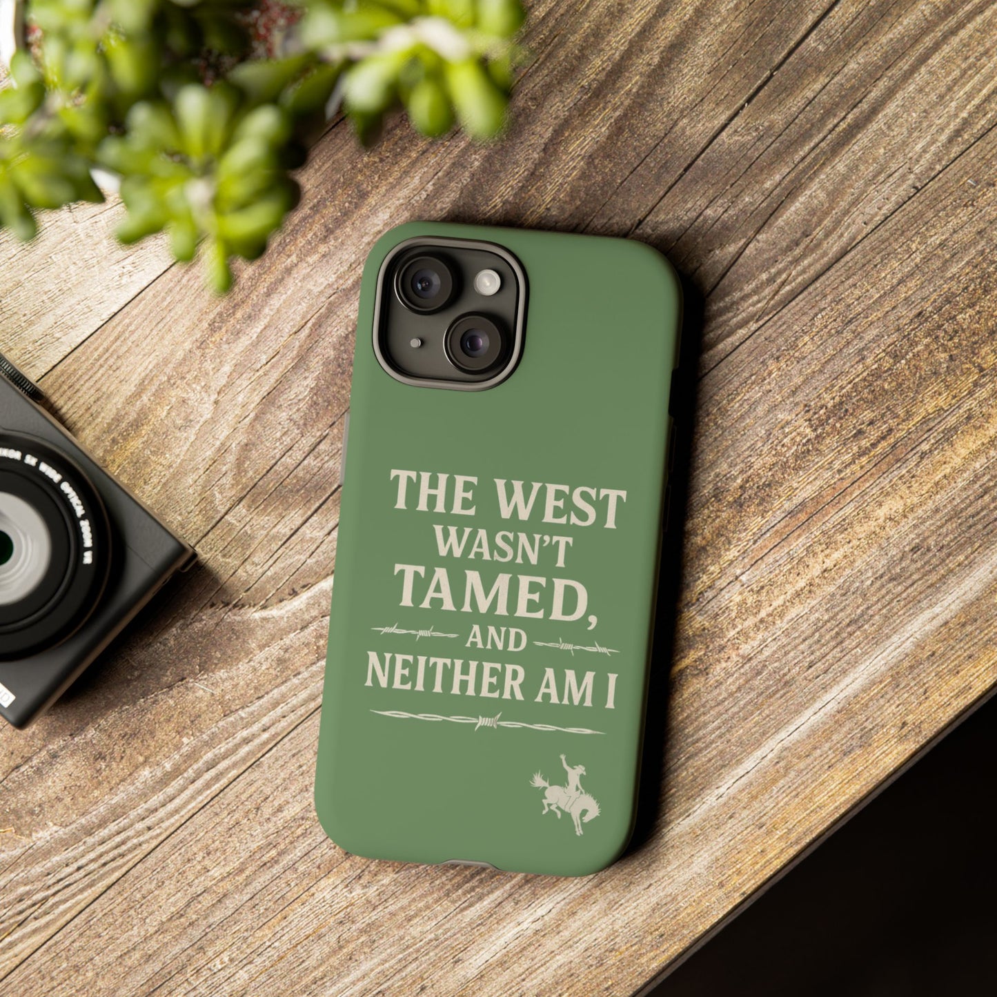 The West Wasn’t Tamed Dual Layer Phone Case – Western Cowboy Tough Protective Cover for iPhone, Samsung Galaxy & Google Pixel