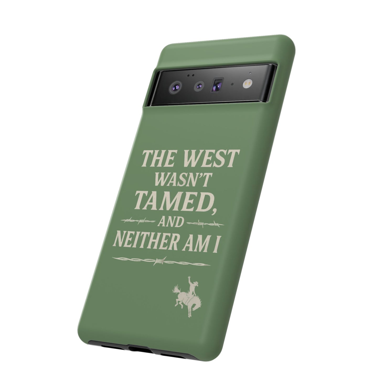 The West Wasn’t Tamed Dual Layer Phone Case – Western Cowboy Tough Protective Cover for iPhone, Samsung Galaxy & Google Pixel