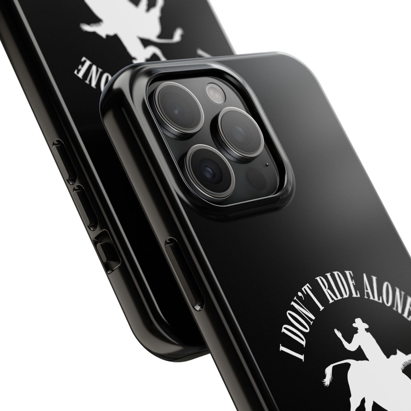"I Don’t Ride Alone" Isaiah 41:10 Bull Rider Dual-Layer Glossy Phone Case – Christian Western Rodeo Design for iPhone & Samsung Galaxy