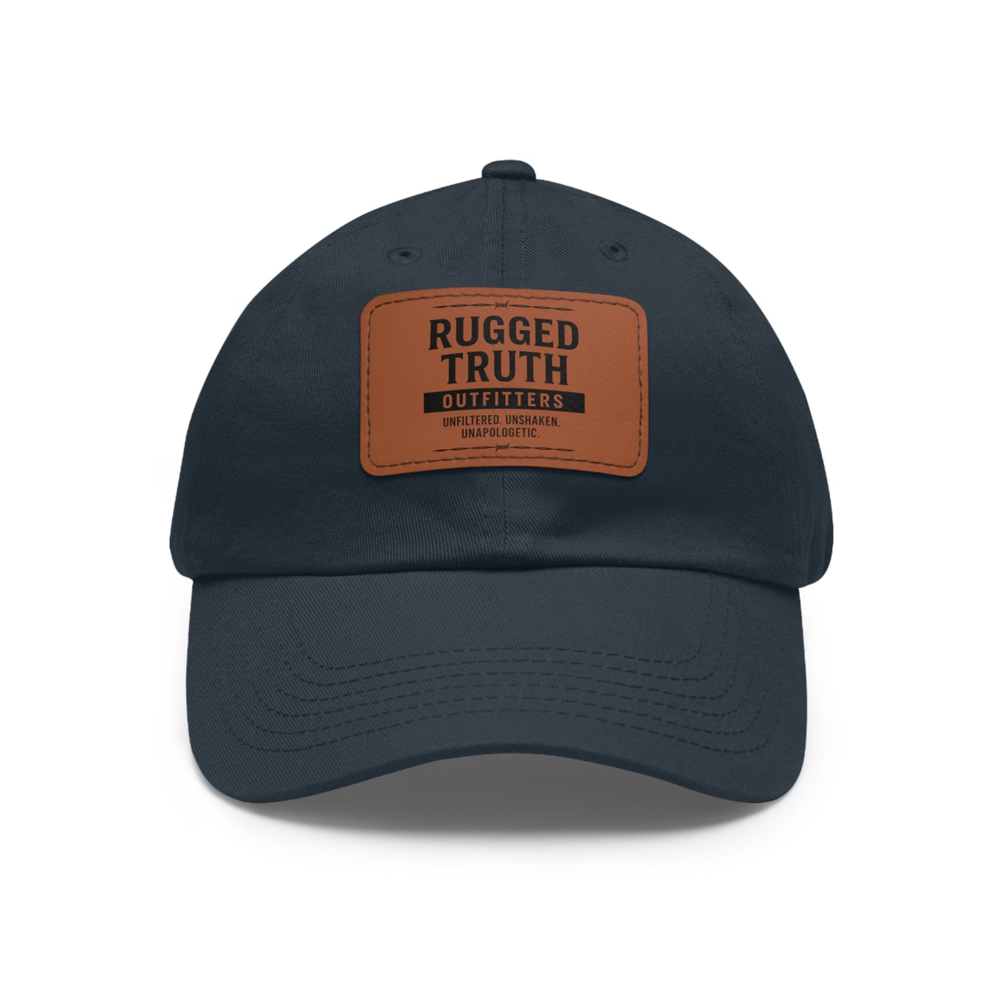 Rugged Truth Outfitters Logo Leather Patch Dad Hat – Adjustable Baseball Cap for Men & Women