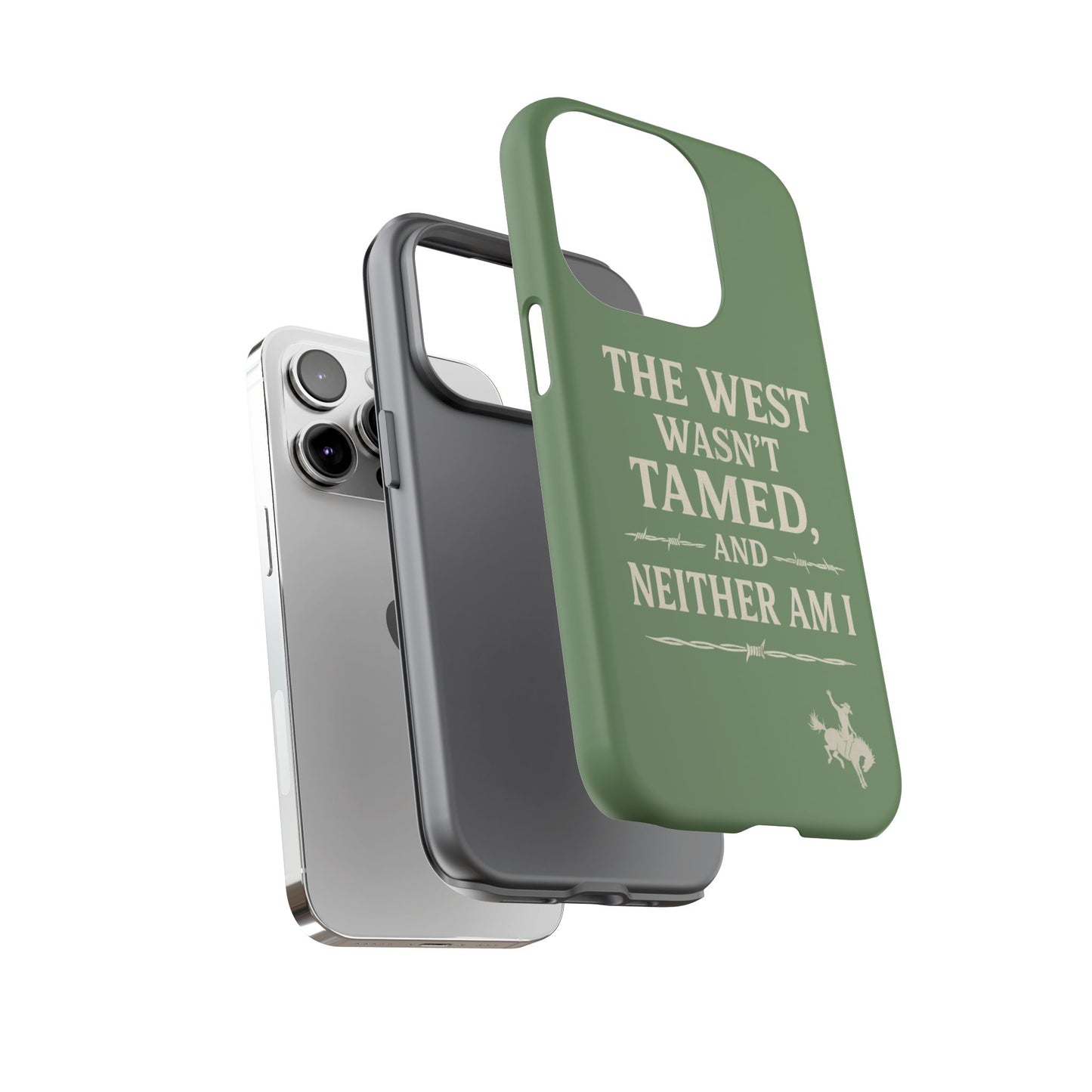 The West Wasn’t Tamed Dual Layer Phone Case – Western Cowboy Tough Protective Cover for iPhone, Samsung Galaxy & Google Pixel