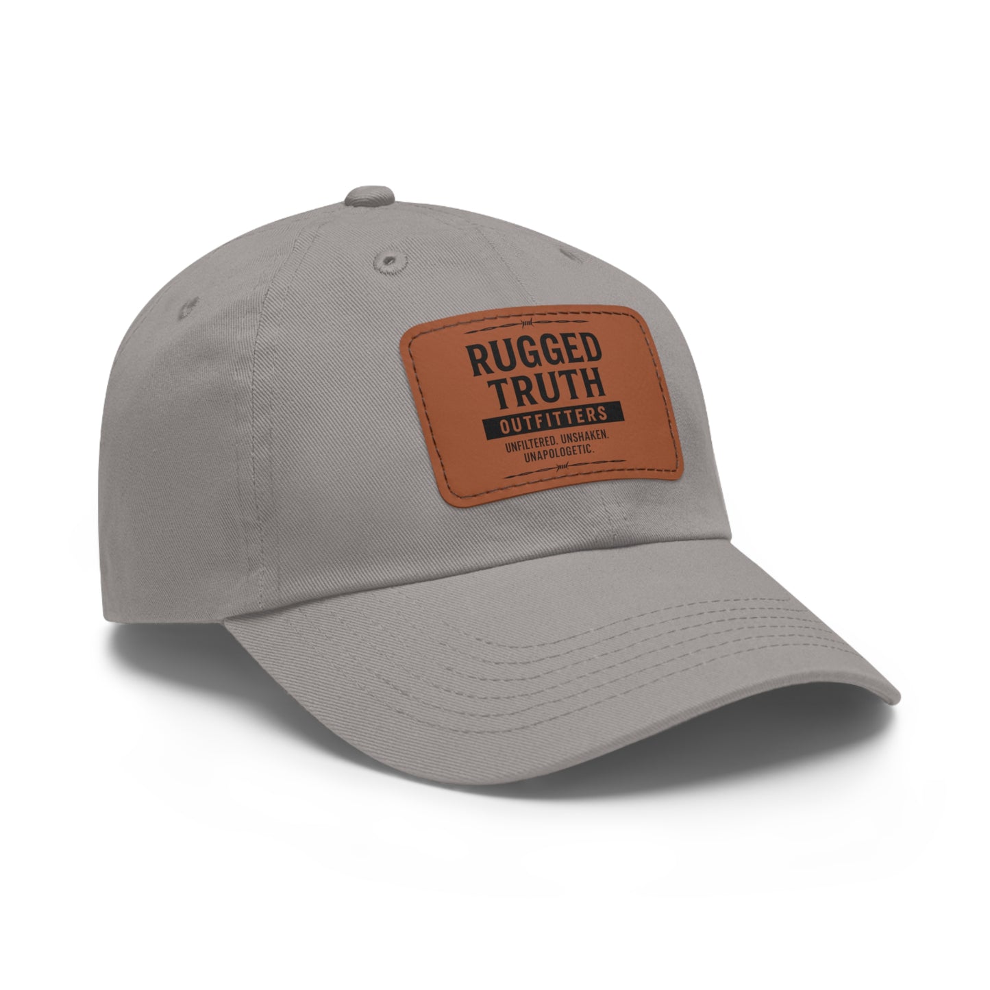 Rugged Truth Outfitters Logo Leather Patch Dad Hat – Adjustable Baseball Cap for Men & Women