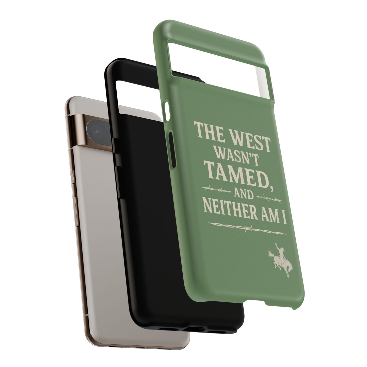 The West Wasn’t Tamed Dual Layer Phone Case – Western Cowboy Tough Protective Cover for iPhone, Samsung Galaxy & Google Pixel