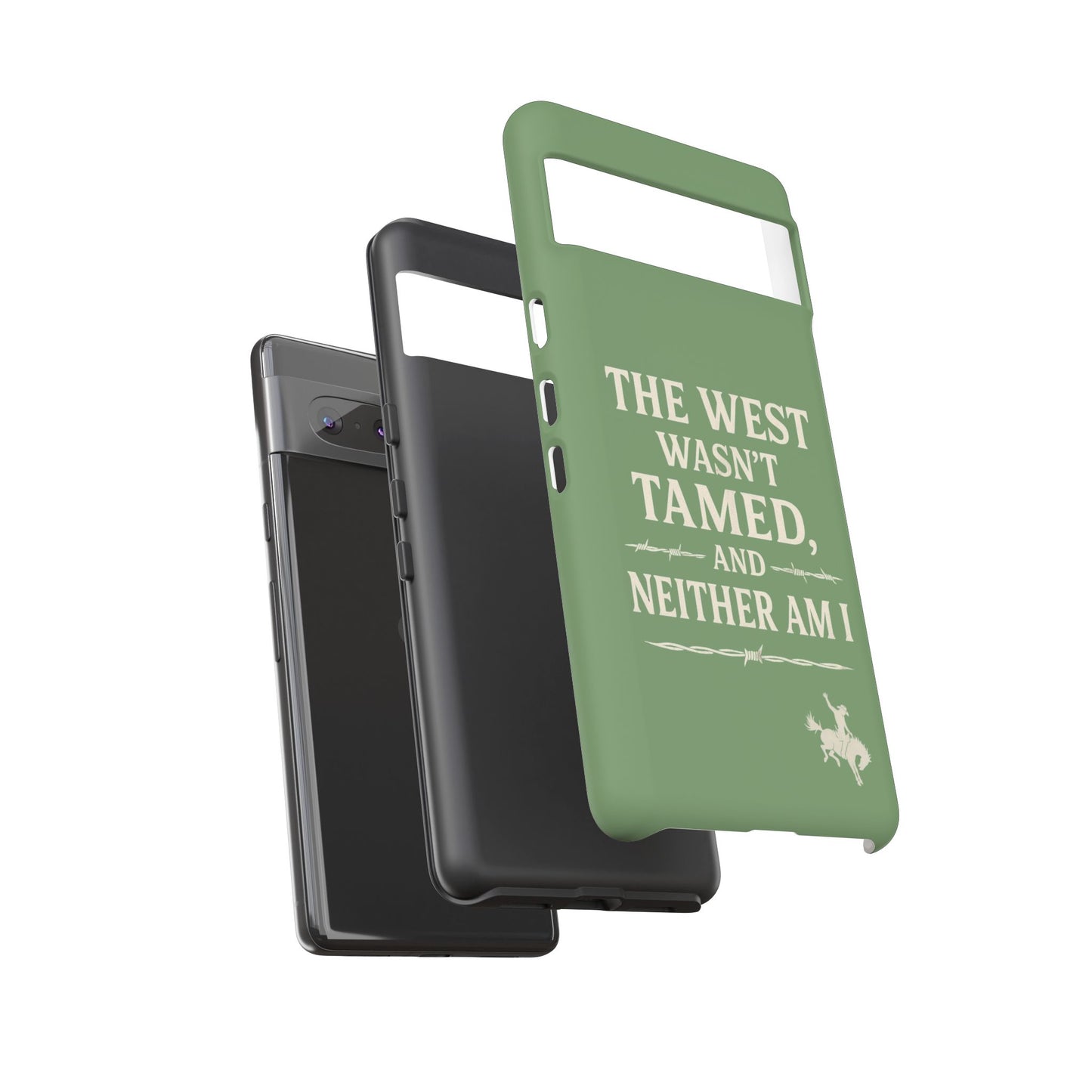 The West Wasn’t Tamed Dual Layer Phone Case – Western Cowboy Tough Protective Cover for iPhone, Samsung Galaxy & Google Pixel