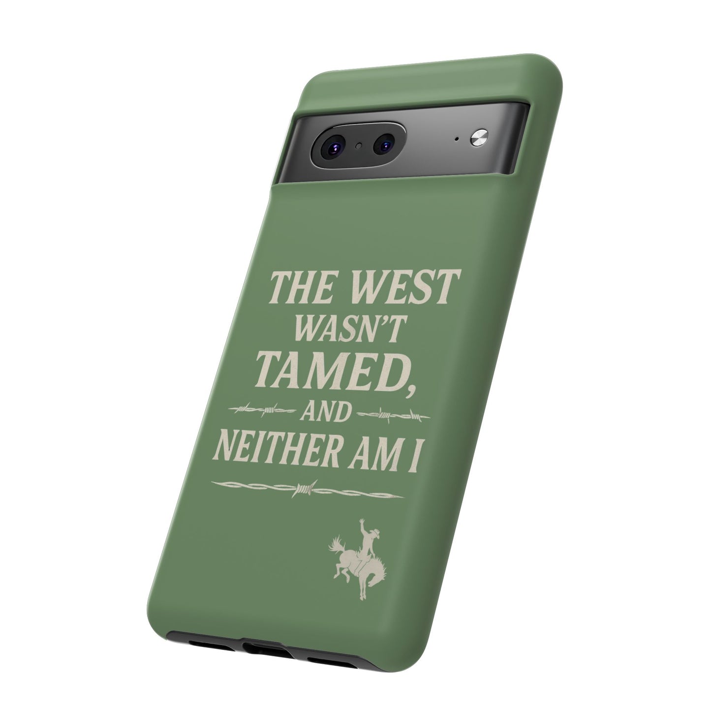 The West Wasn’t Tamed Dual Layer Phone Case – Western Cowboy Tough Protective Cover for iPhone, Samsung Galaxy & Google Pixel