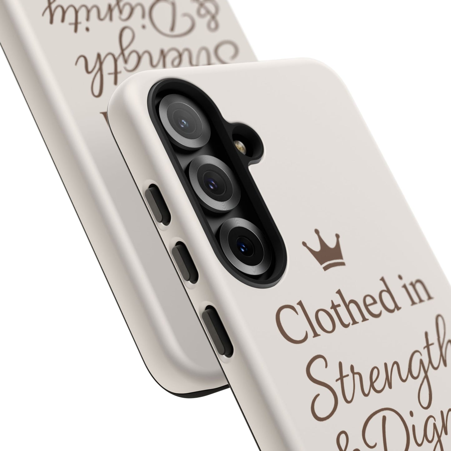 Proverbs 31:25 Personalized Name Phone Case – Strength & Dignity Scripture Cover for iPhone, Samsung Galaxy, and Google Pixel