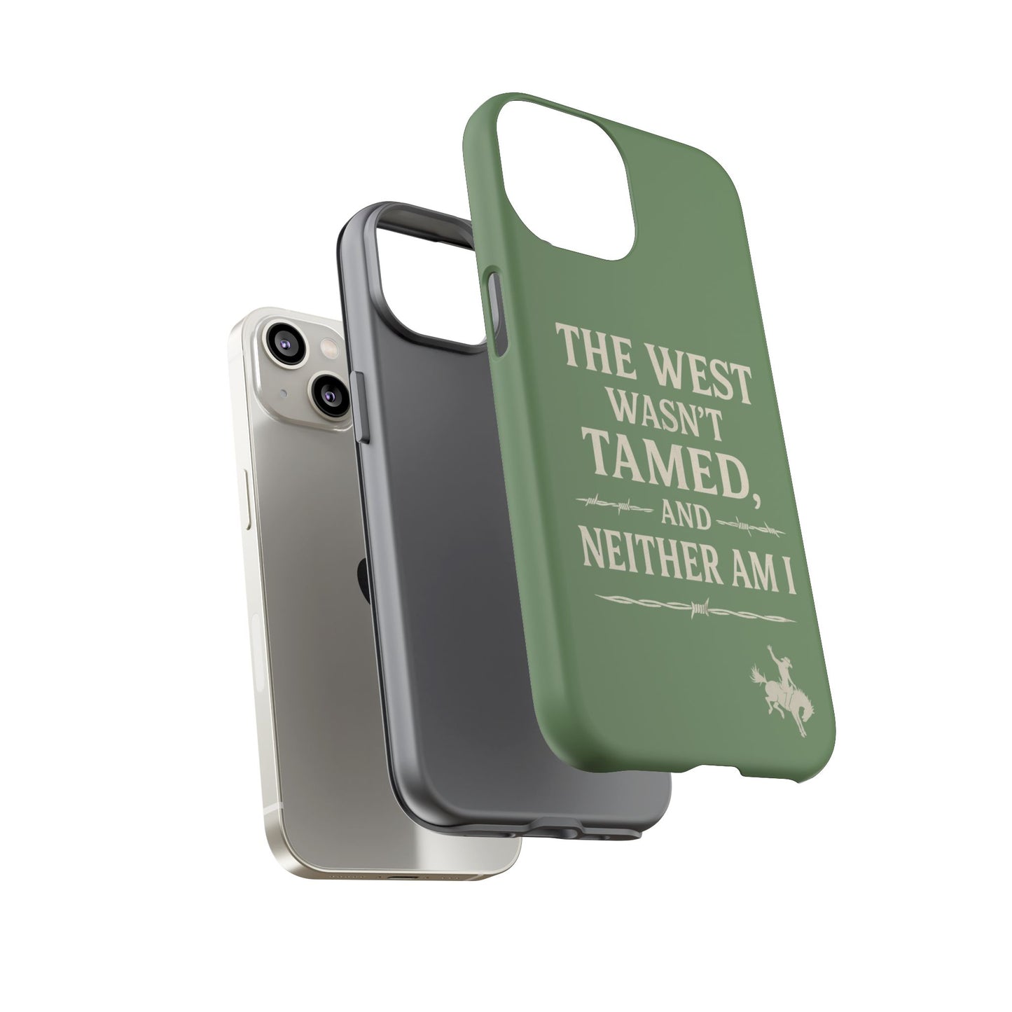 The West Wasn’t Tamed Dual Layer Phone Case – Western Cowboy Tough Protective Cover for iPhone, Samsung Galaxy & Google Pixel