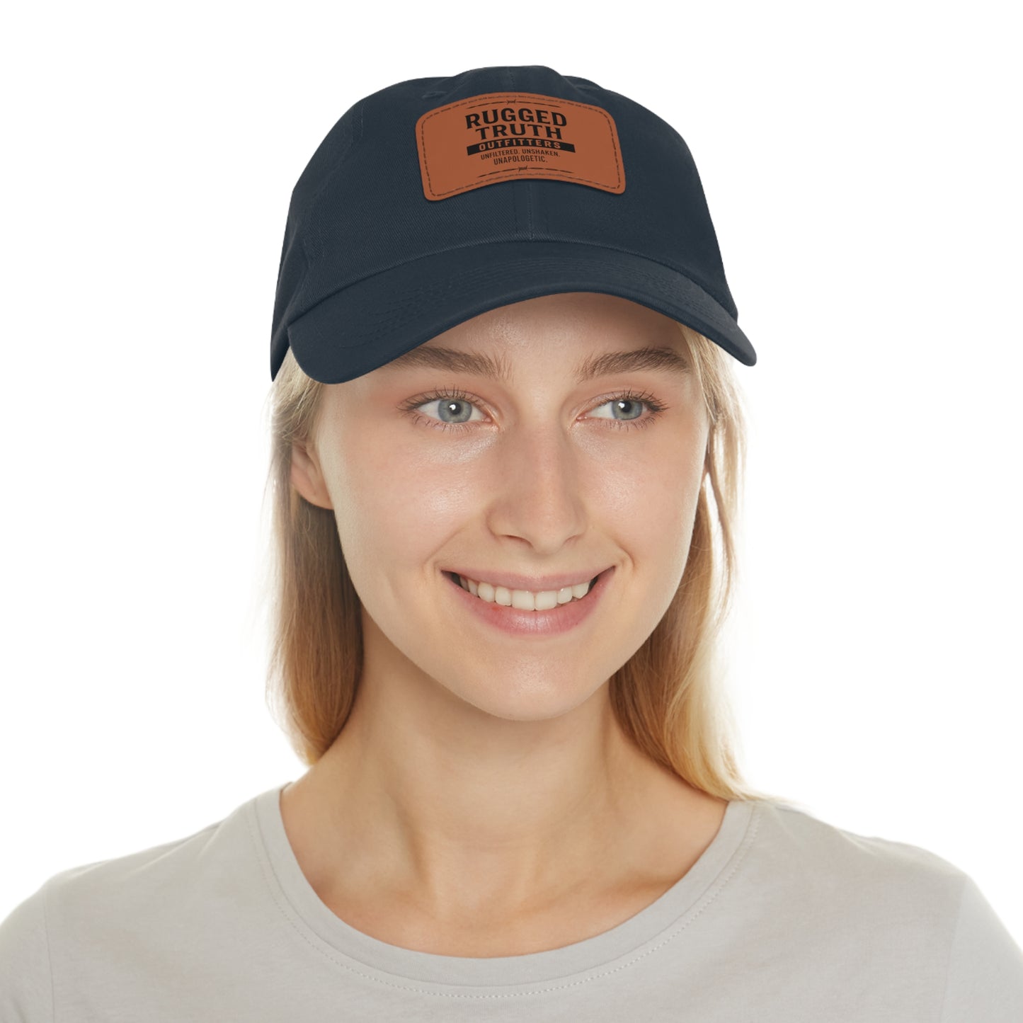 Rugged Truth Outfitters Logo Leather Patch Dad Hat – Adjustable Baseball Cap for Men & Women
