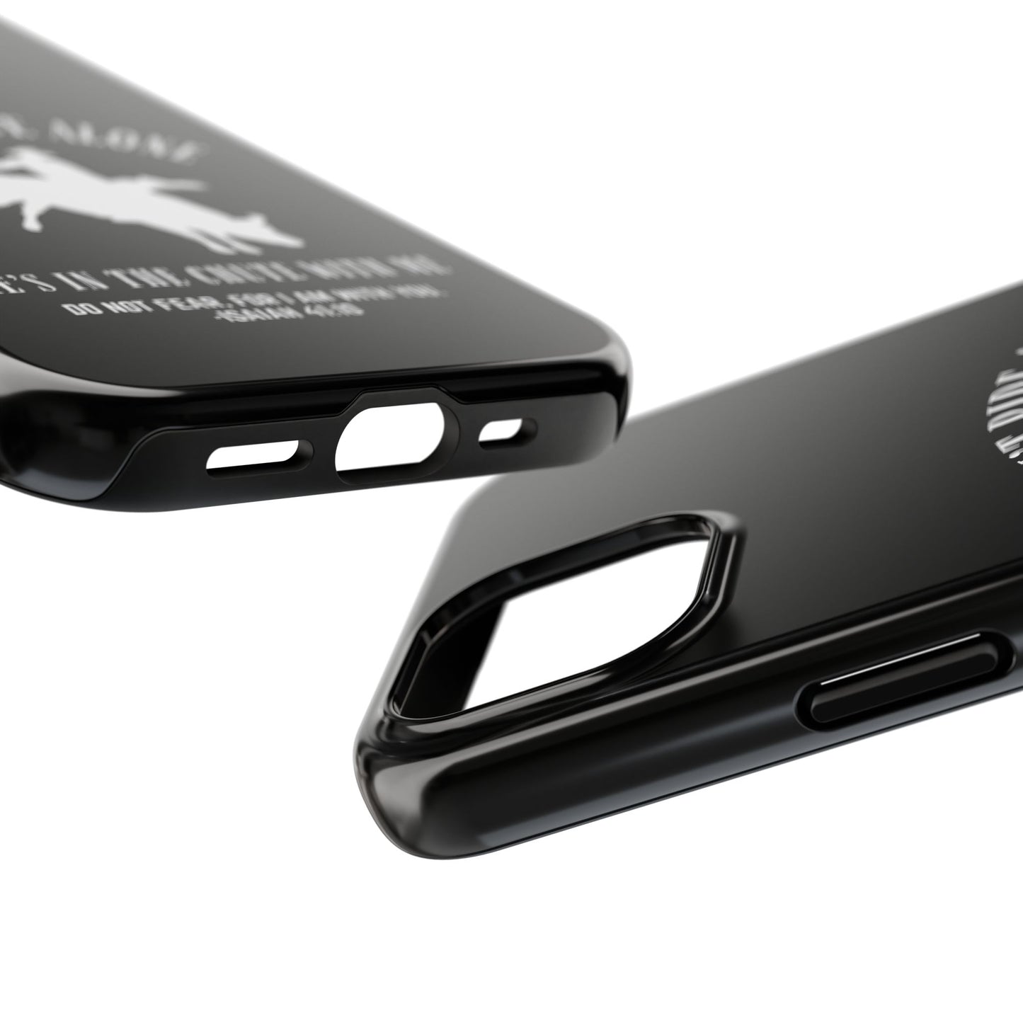 "I Don’t Ride Alone" Isaiah 41:10 Bull Rider Dual-Layer Glossy Phone Case – Christian Western Rodeo Design for iPhone & Samsung Galaxy