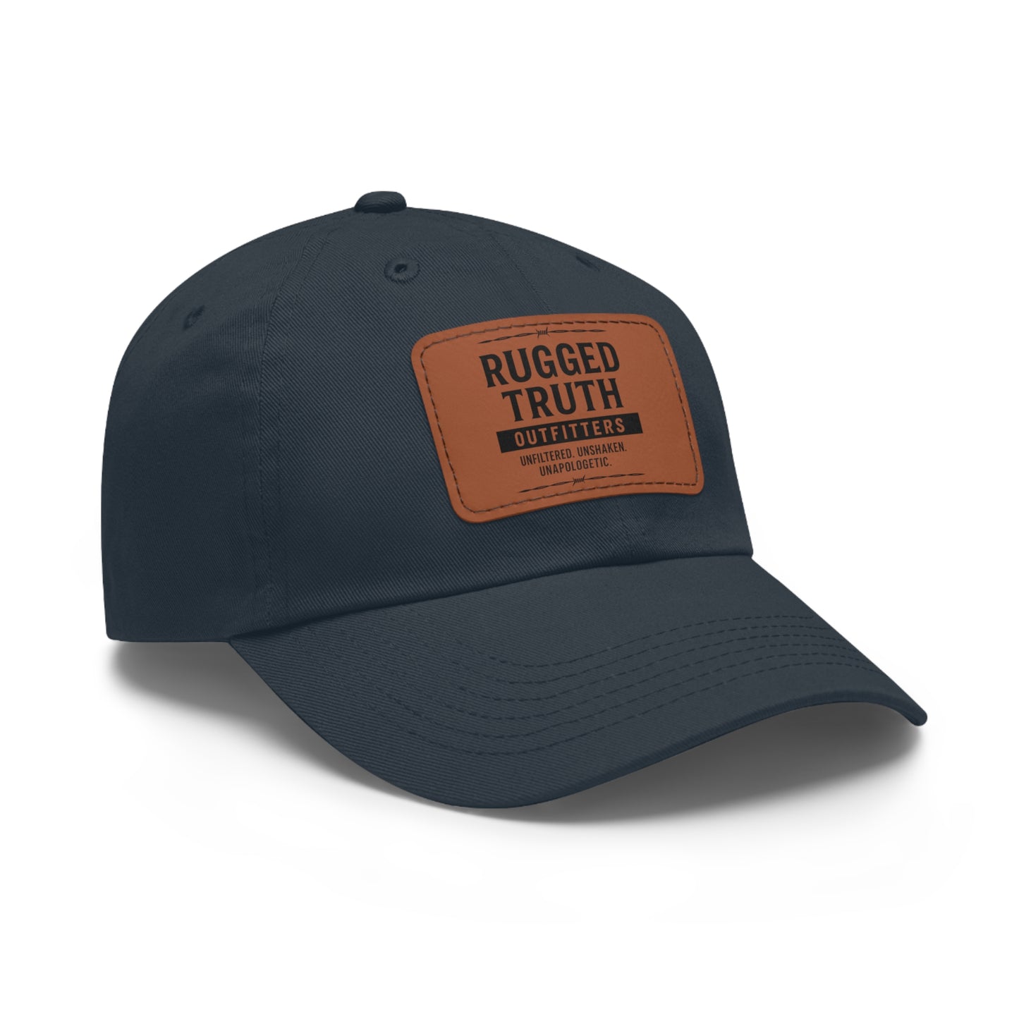 Rugged Truth Outfitters Logo Leather Patch Dad Hat – Adjustable Baseball Cap for Men & Women